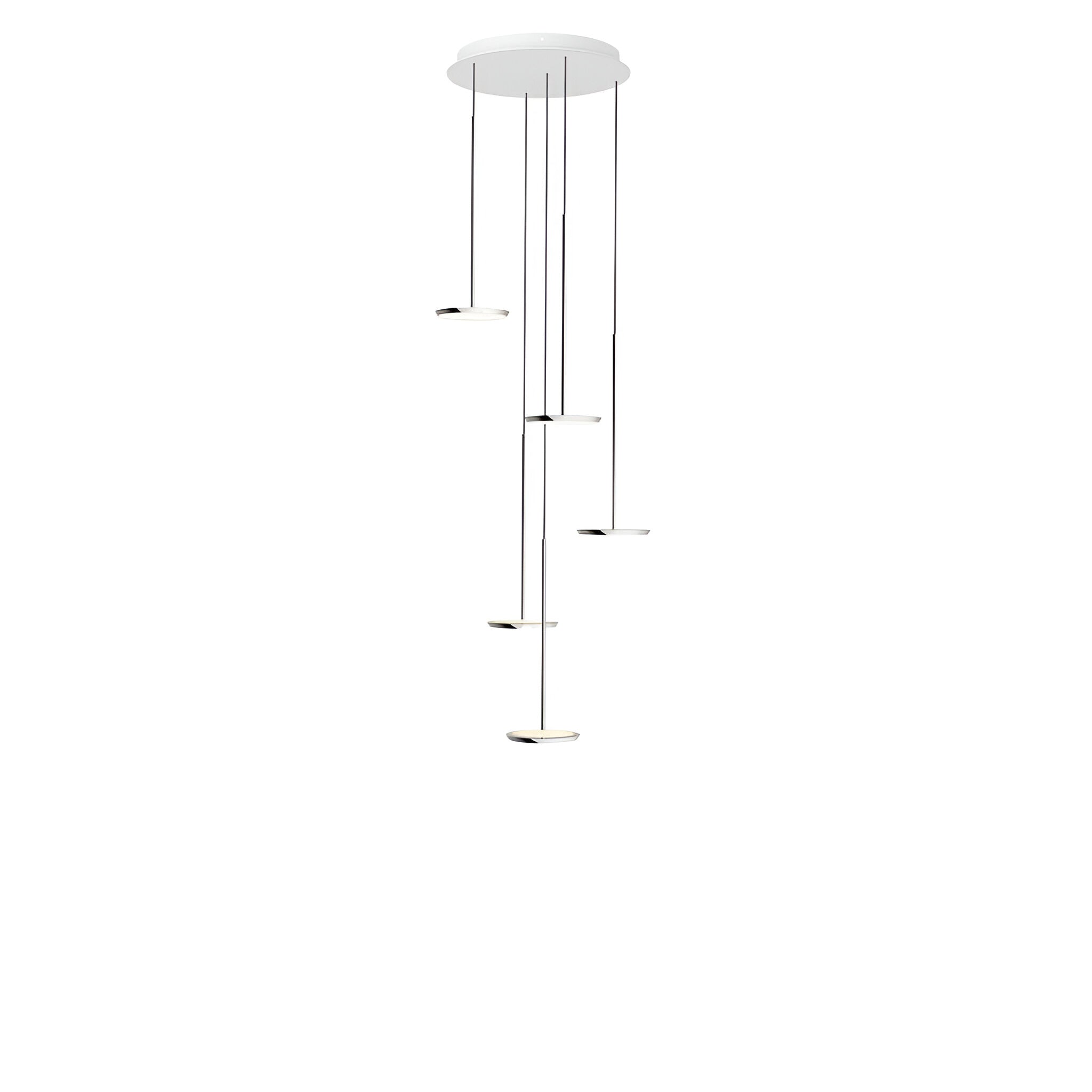 Sky Solo Chandelier: 5 + Polished Aluminum