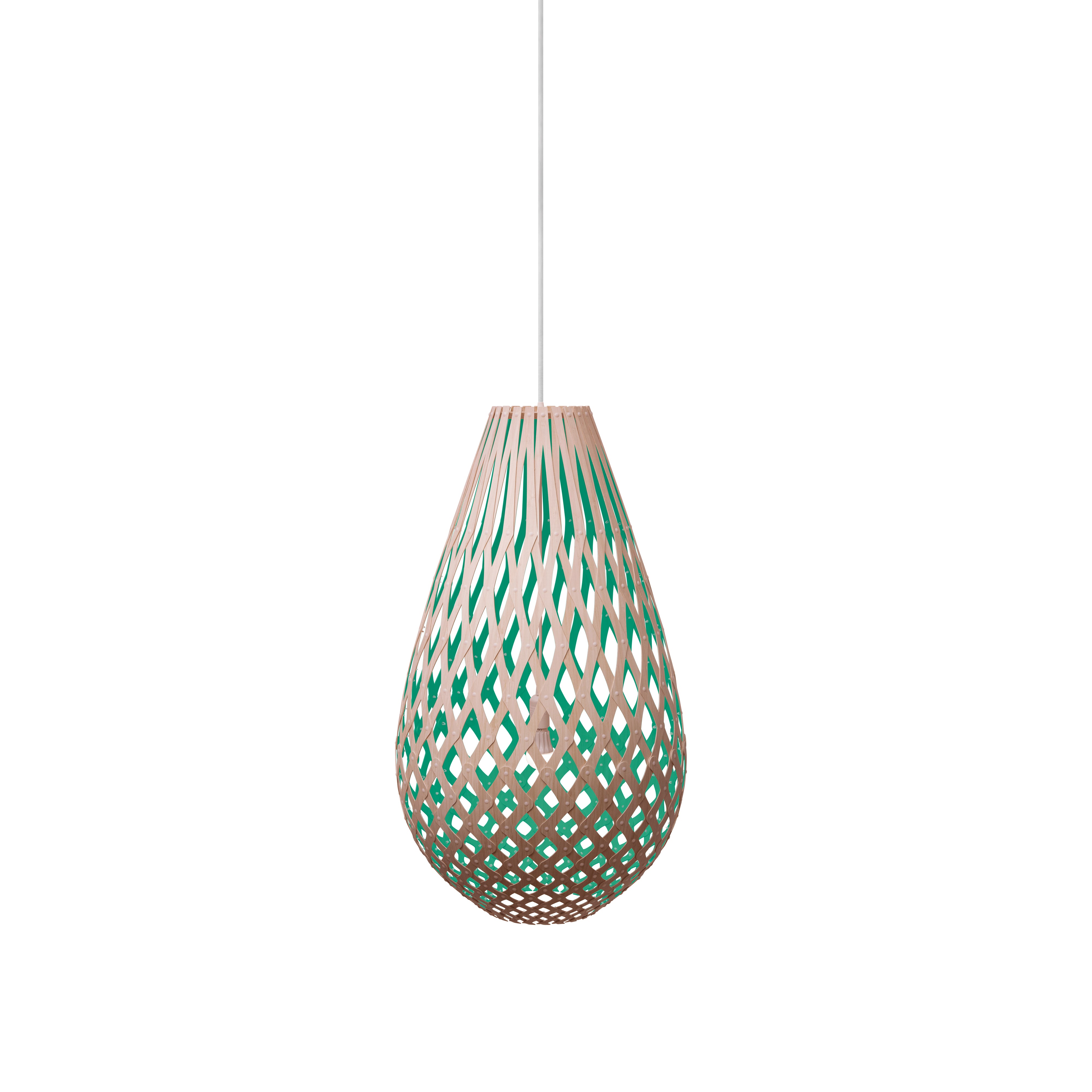 Kōura Pendant Light: Medium + Bamboo + Aqua + White