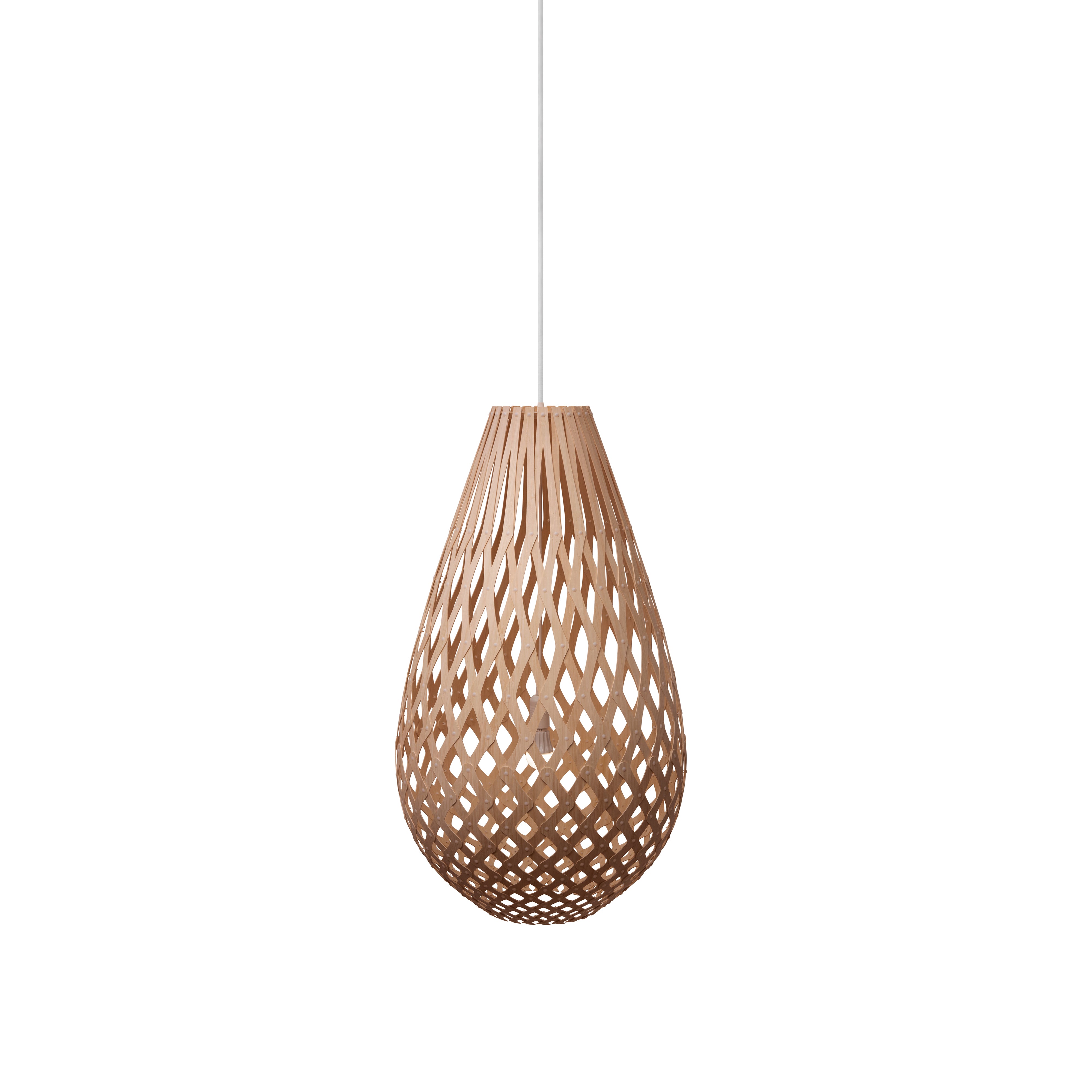 Kōura Pendant Light: Medium + Bamboo + White