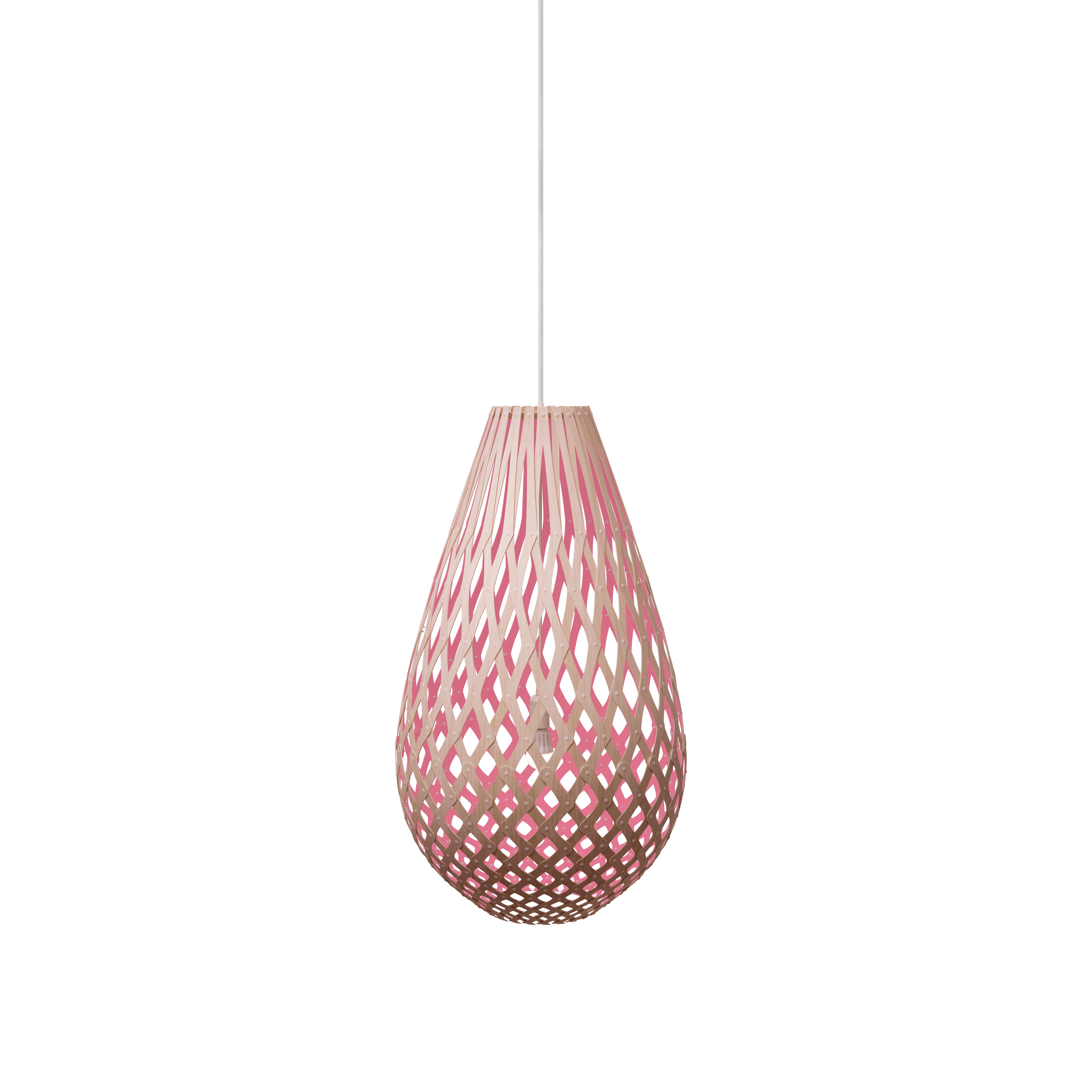 Kōura Pendant Light: Medium + Bamboo + Pink + White