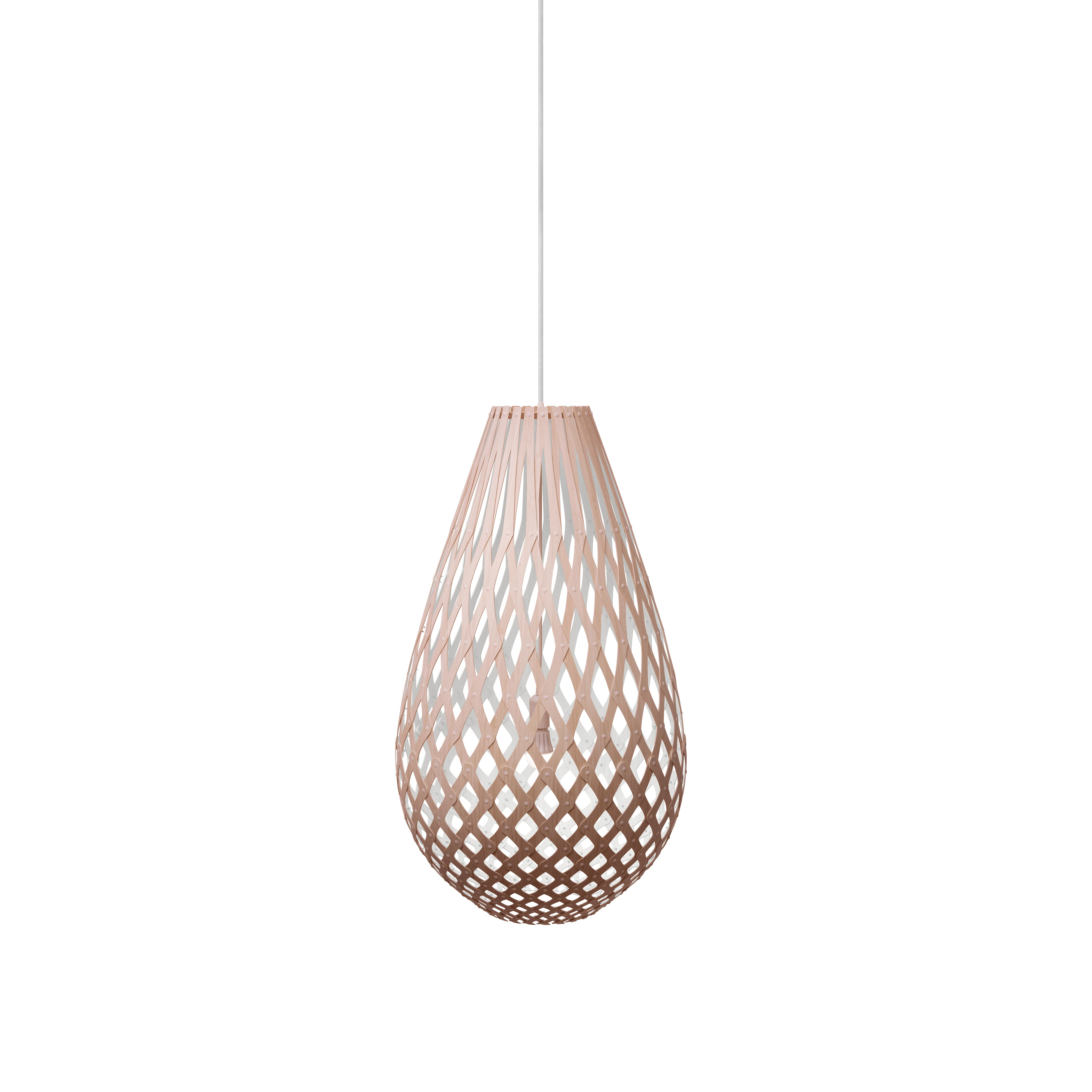 Kōura Pendant Light: Medium + Bamboo + White + White