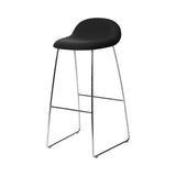 3D Bar Stool Sledge Base: Front Upholstery + Wood Shell + Chrome + American Walnut