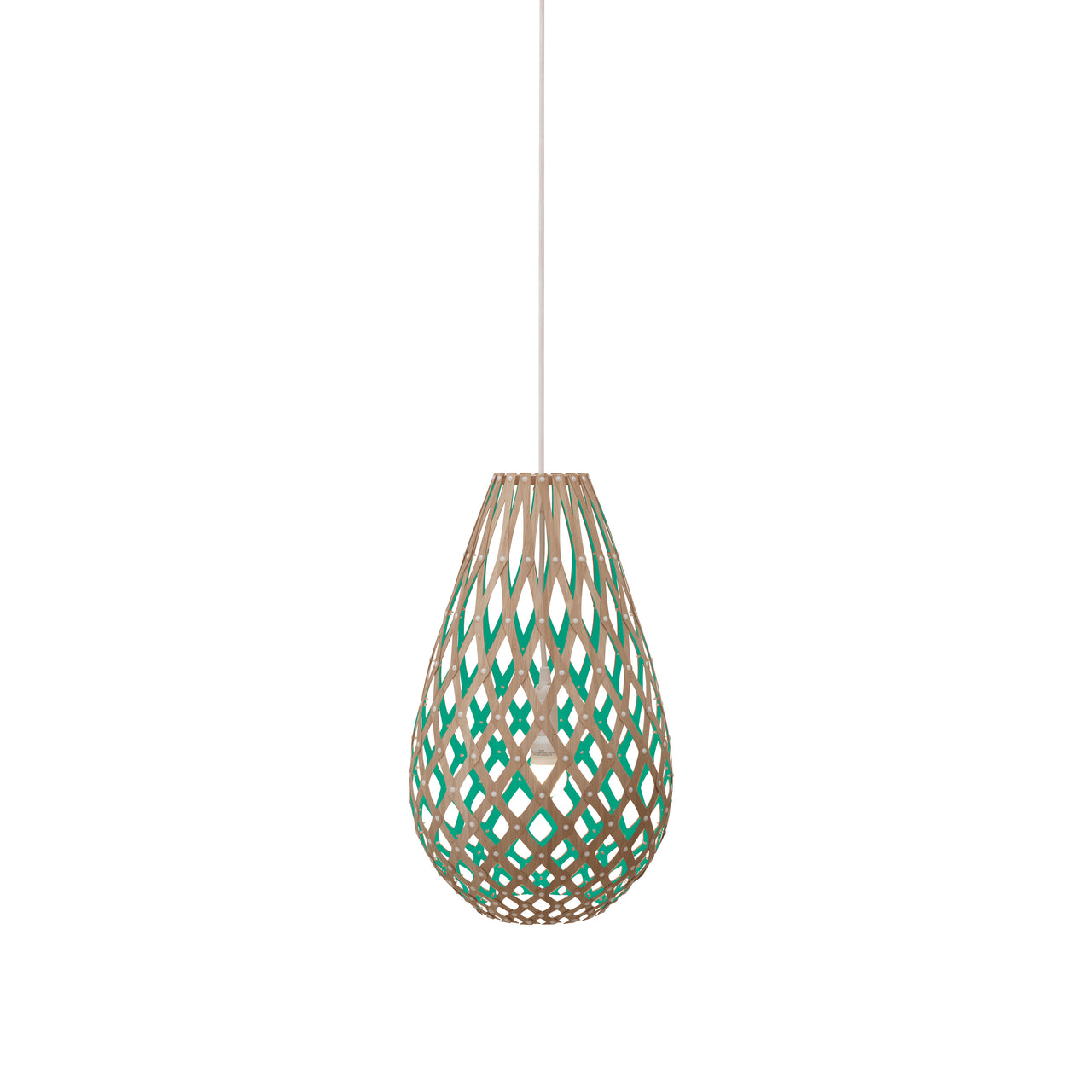 Kōura Pendant Light: Extra Small + Bamboo + Aqua + White