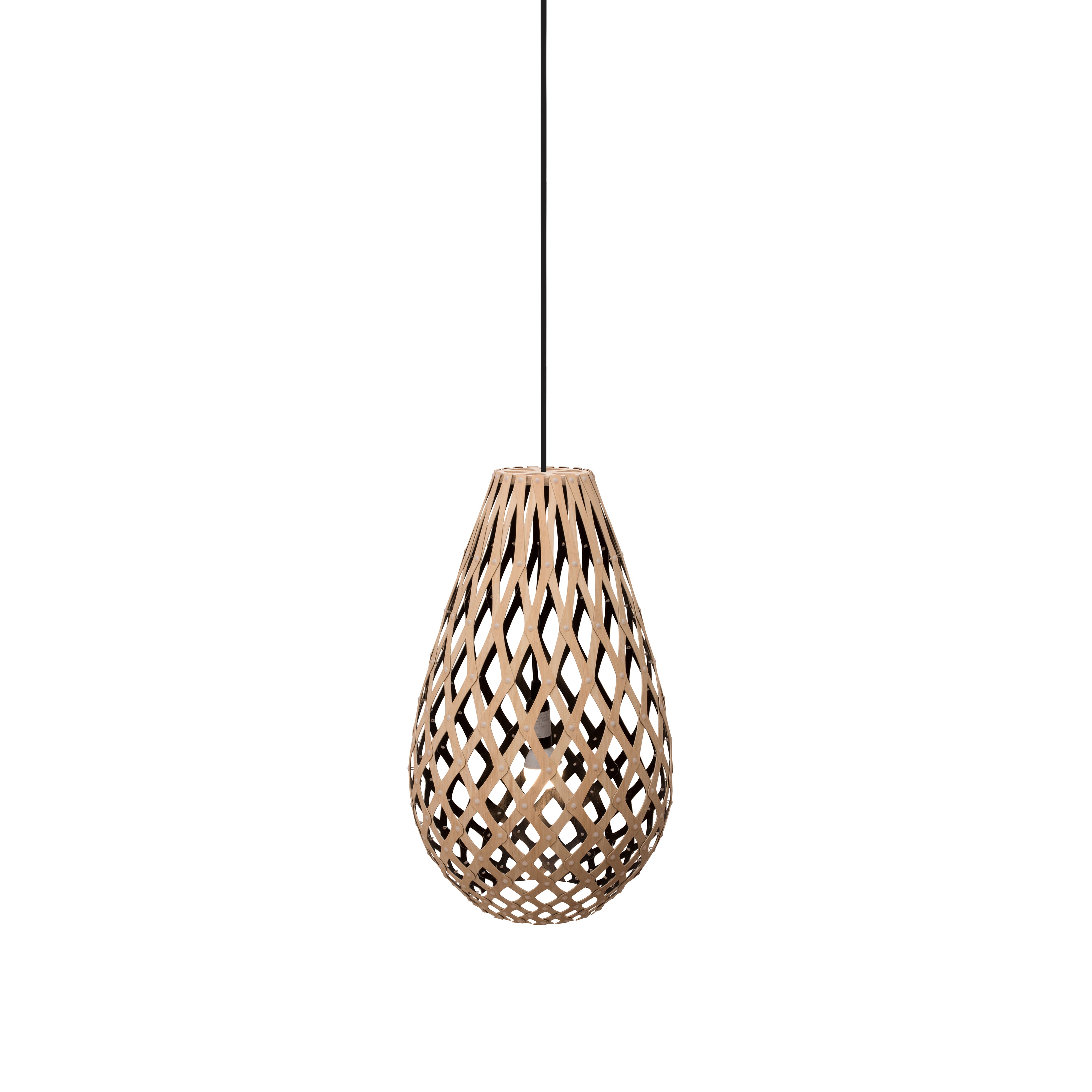 Kōura Pendant Light: Extra Small + Bamboo + Black + Black