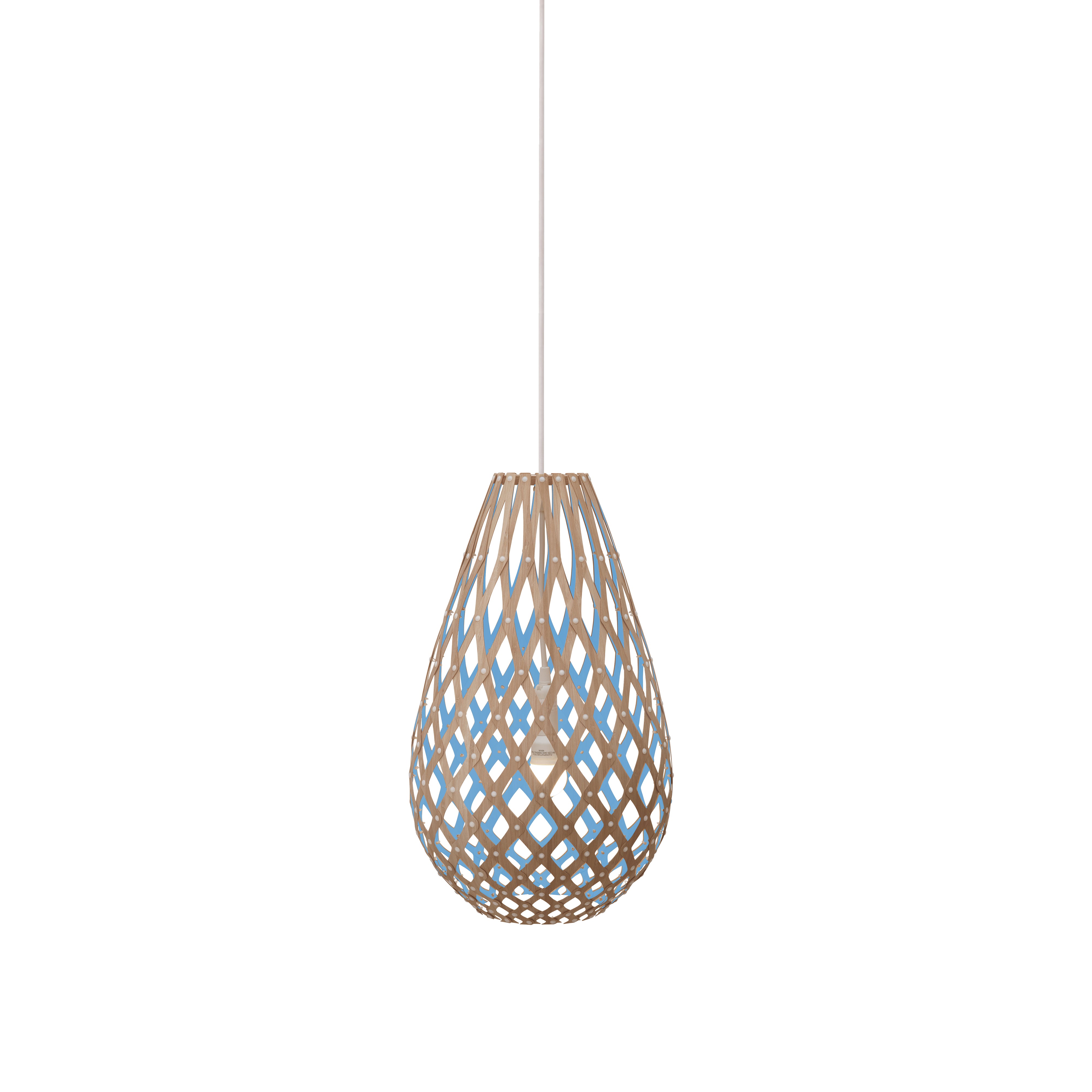 Kōura Pendant Light: Extra Small + Bamboo + Blue + White