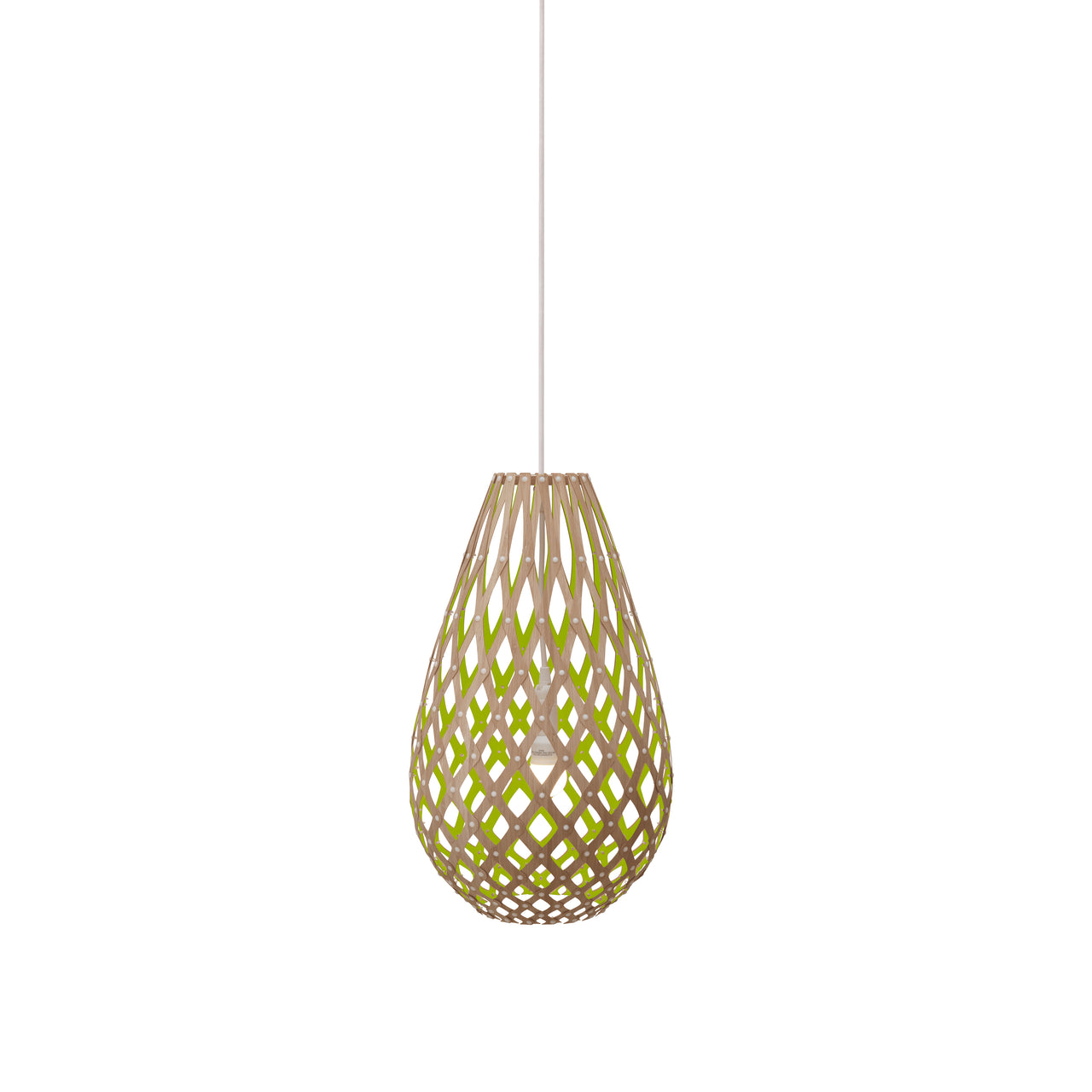 Kōura Pendant Light: Extra Small + Bamboo + Lime + White