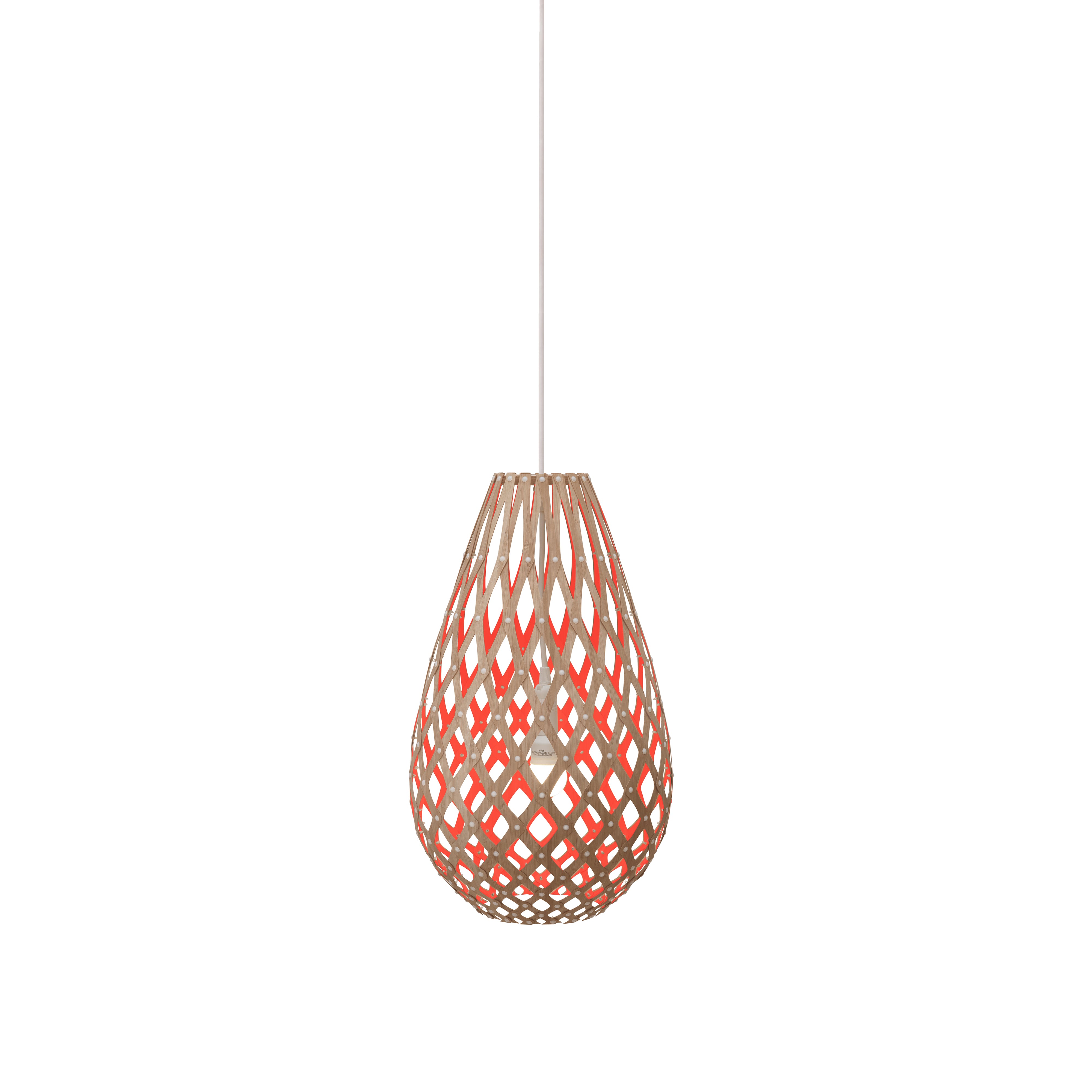 Kōura Pendant Light: Extra Small + Bamboo + Red + White