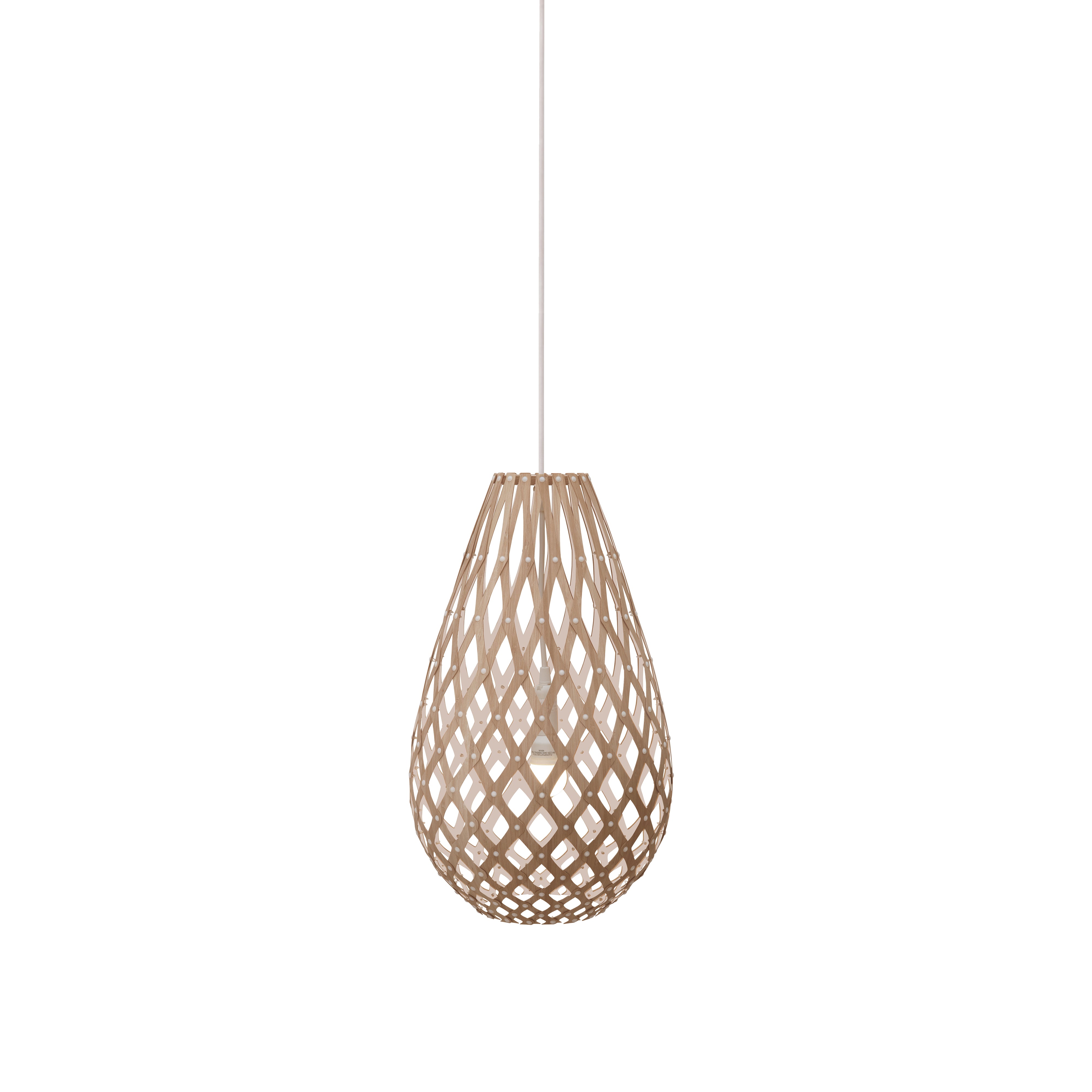 Kōura Pendant Light: Extra Small + Bamboo + White + White