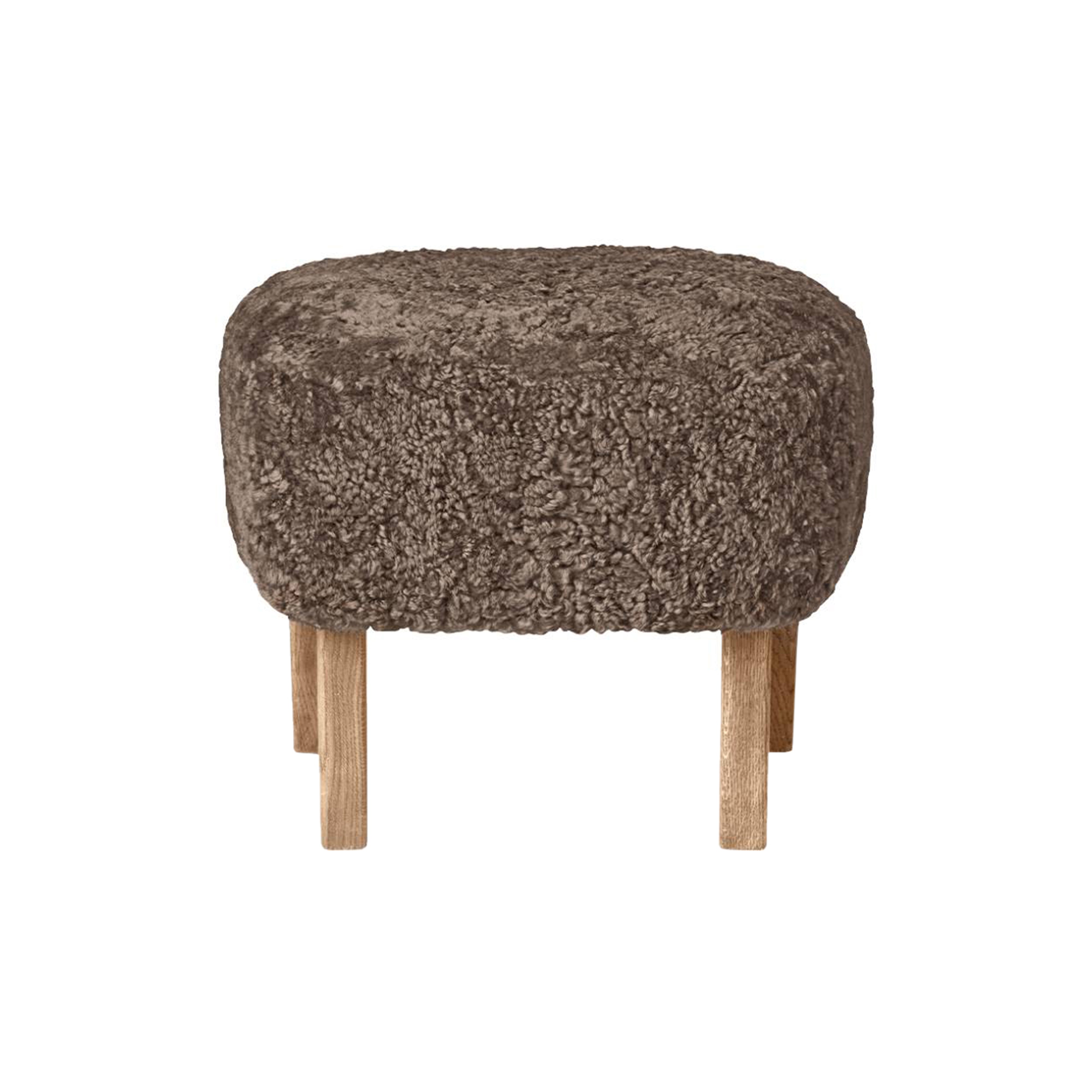 Ingeborg Footstool: Natural Oak + Sheepskin Sahara