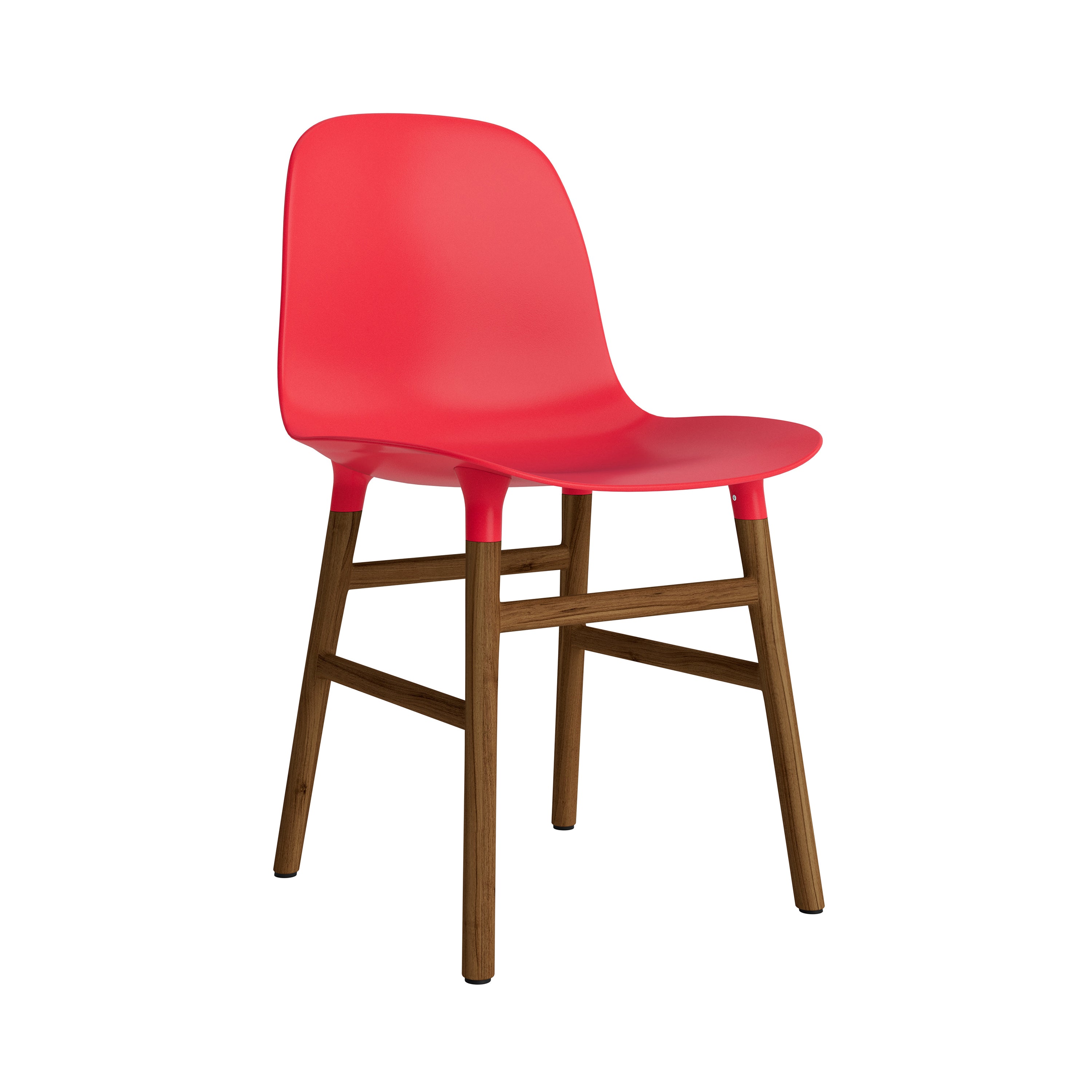 Form Chair: Wood Base + Bright Red + Walnut