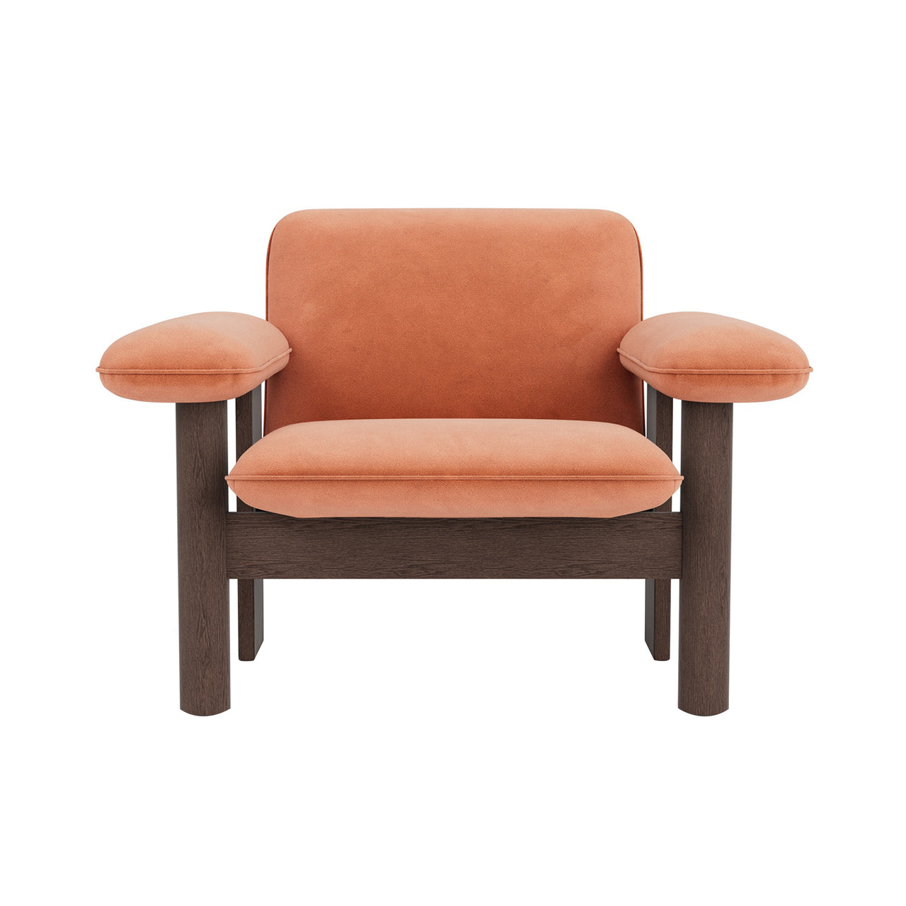 Brasilia Lounge Chair: Low Back Upholstered + Dark Stained Oak