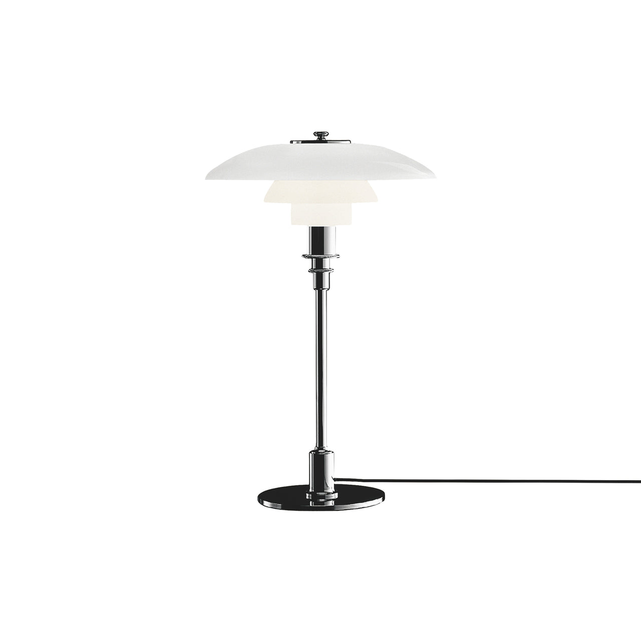 PH 3/2 Table Lamp: High Lustre Plated Chrome + Black