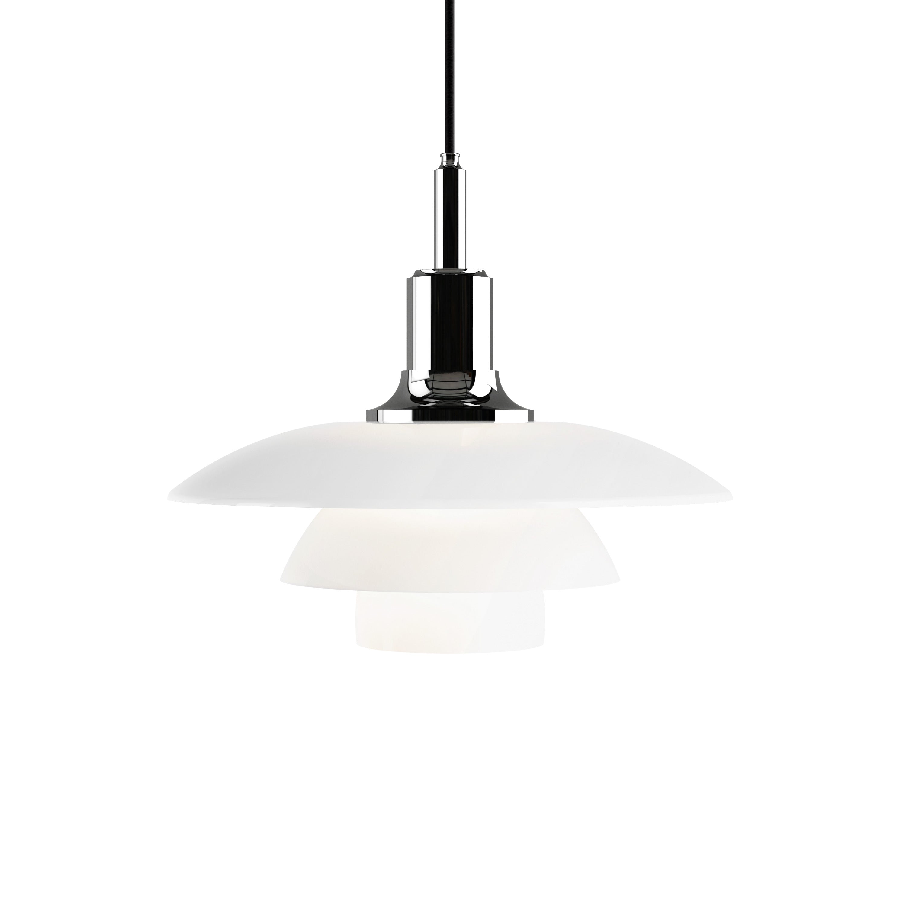 PH 3½-3 Glass Pendant: High Lustre Plated Chrome