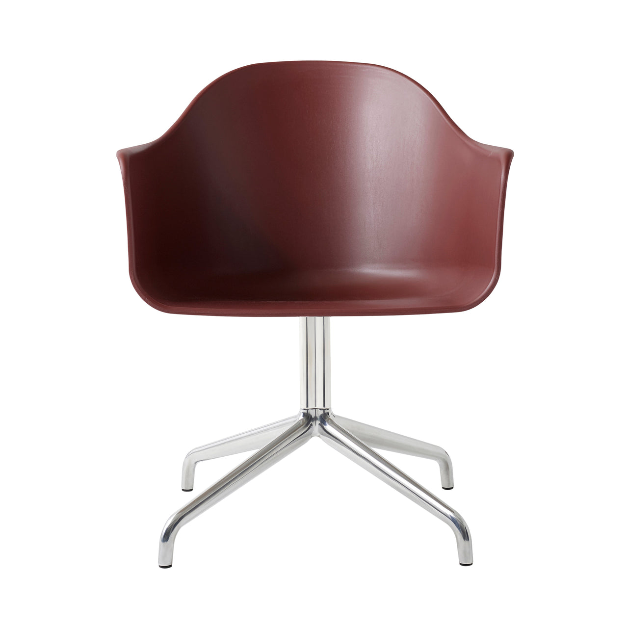 Harbour Dining Chair: Star Base + Return + Polished Aluminum + Burned Red