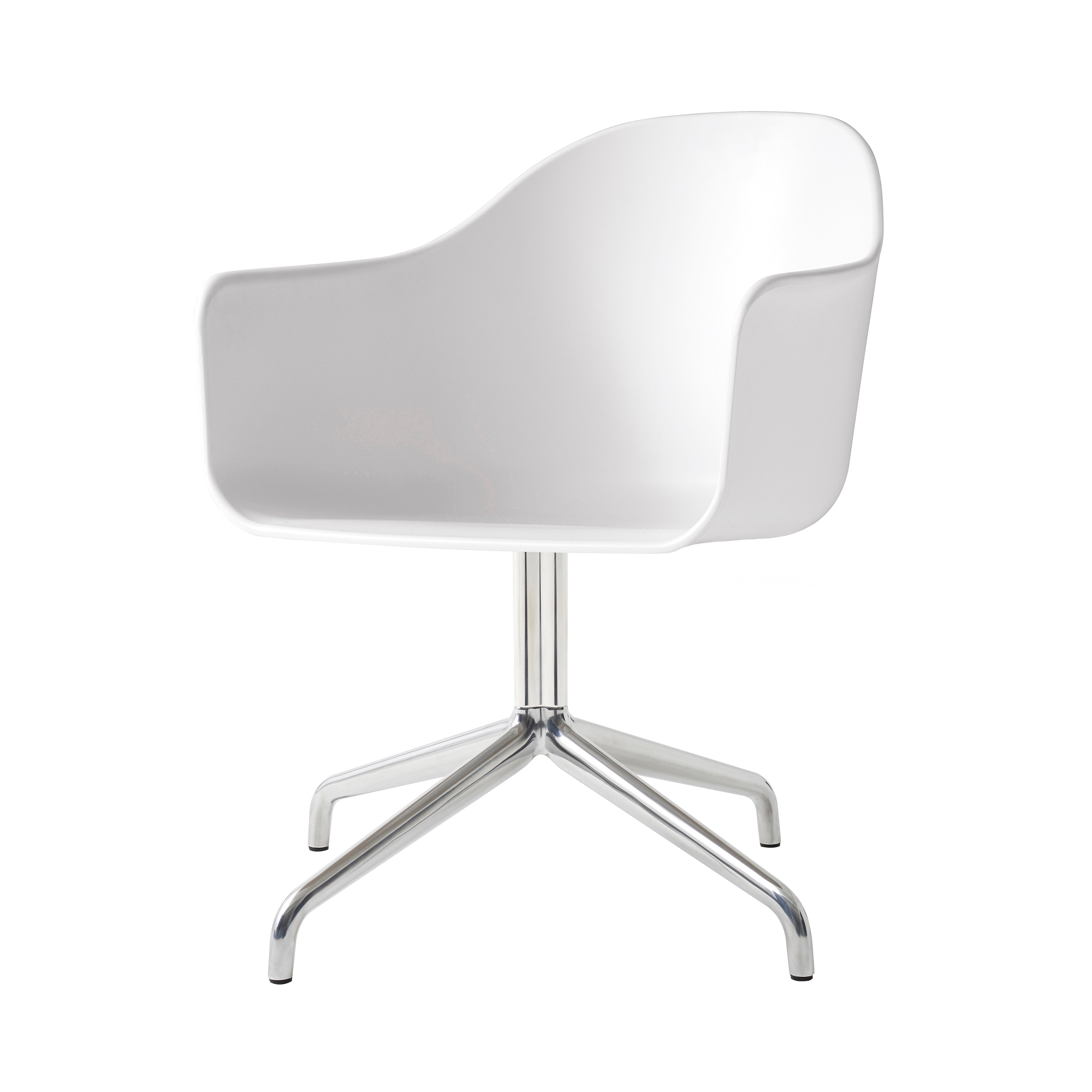 Harbour Dining Chair: Star Base + Return + Polished Aluminum + White