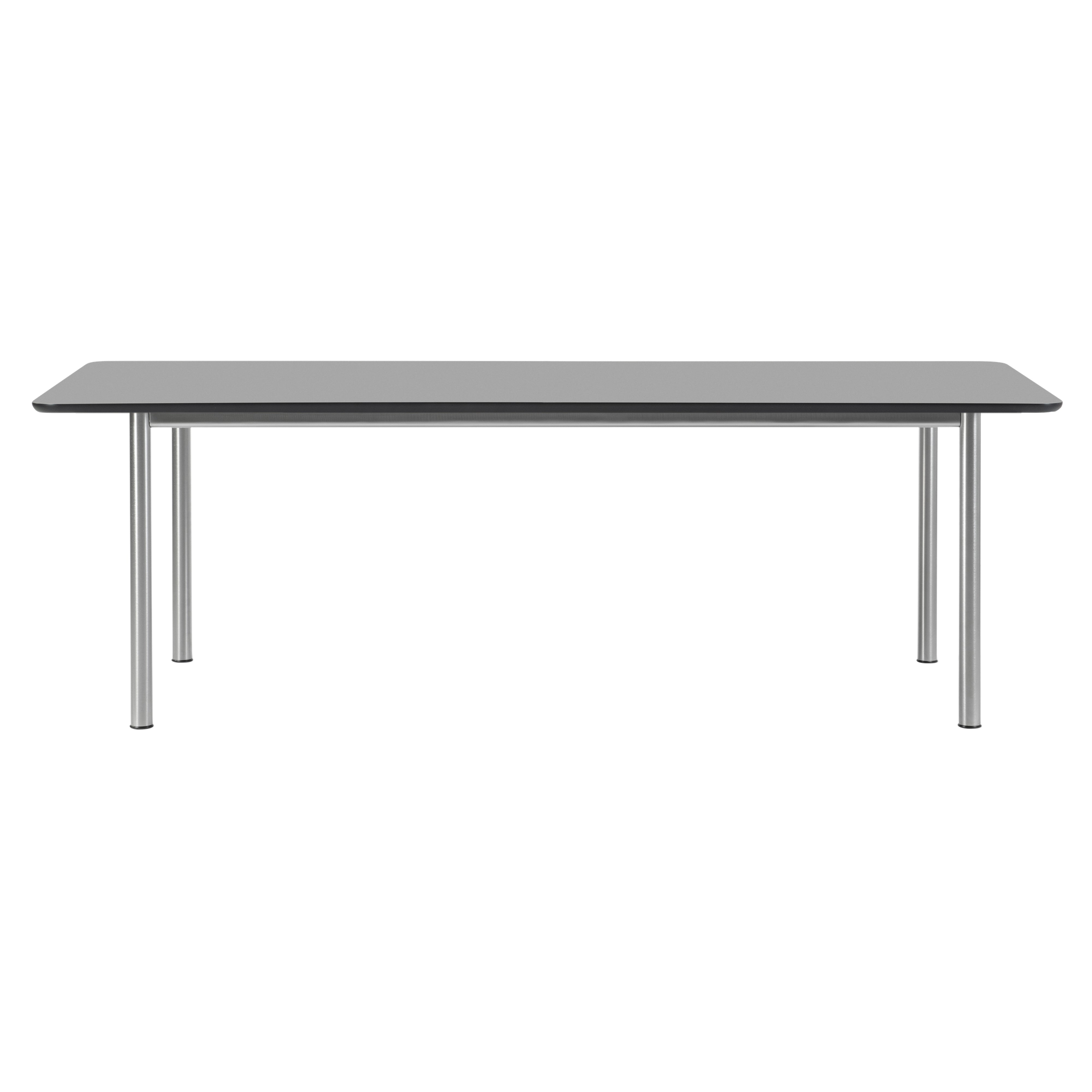 Plan Table: Black Laminate + Brushed Steel