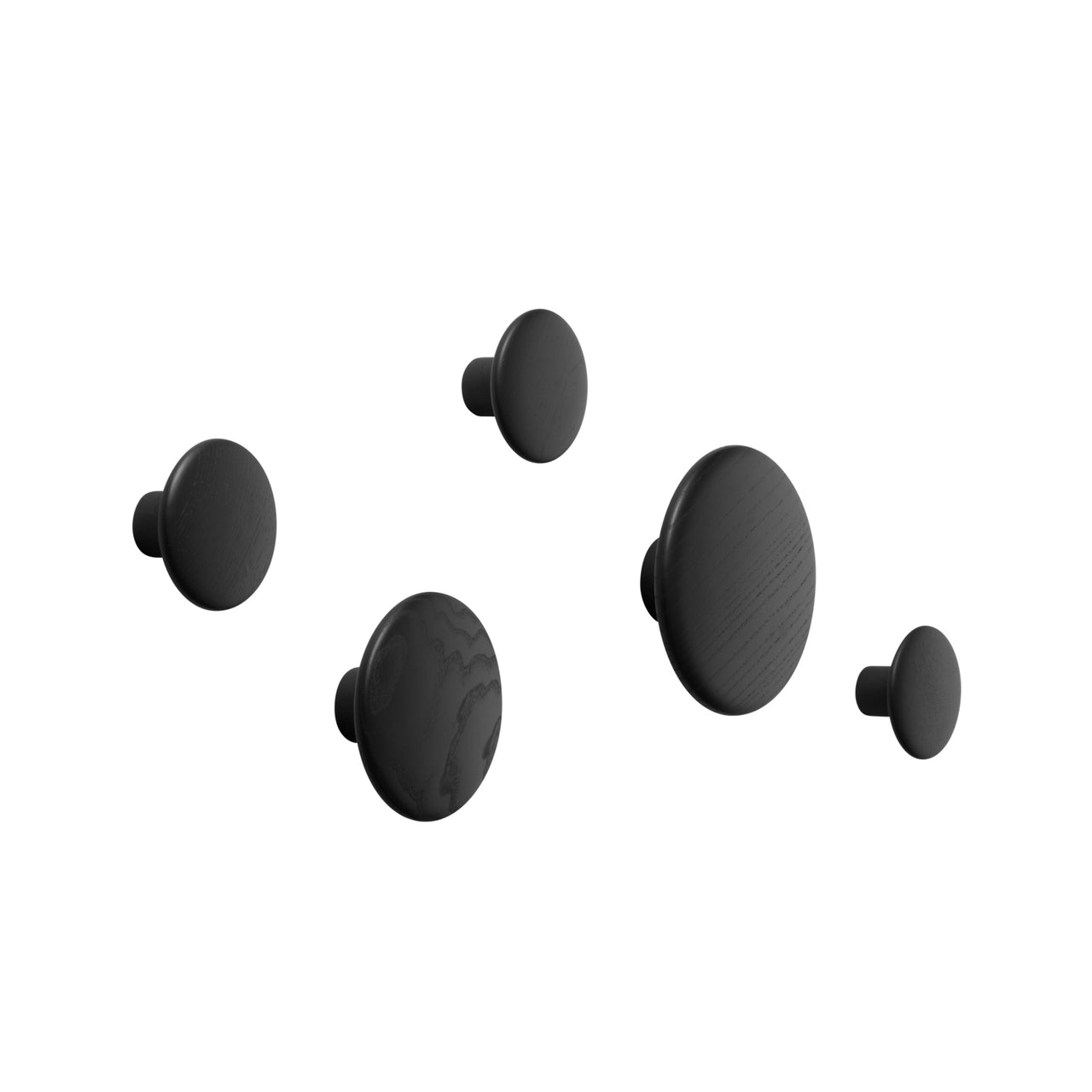 The Dots Wall Hooks: Set of 5 + Black