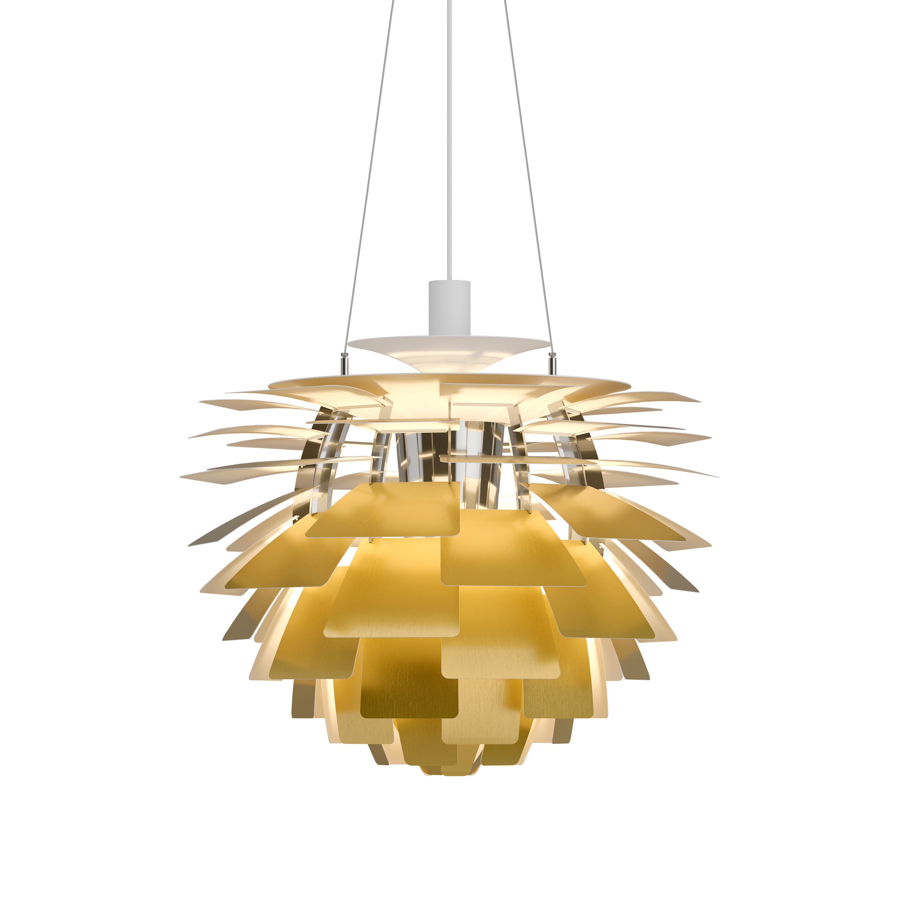 PH Artichoke Pendant: Medium + Brass + White