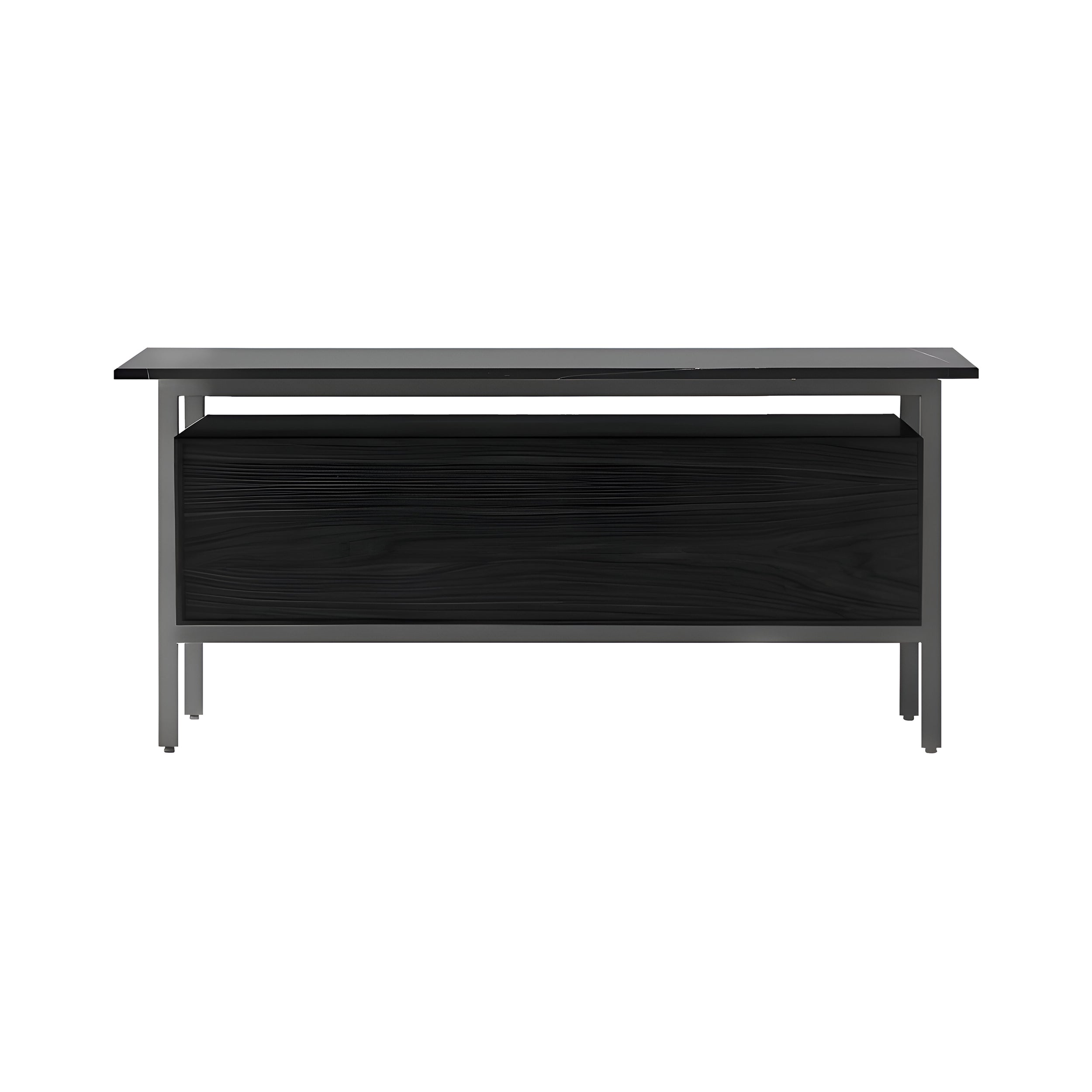 Chicago Wooden Door Sideboard: Small + Silestone Marquina + Black Stained Walnut + Black Nickle