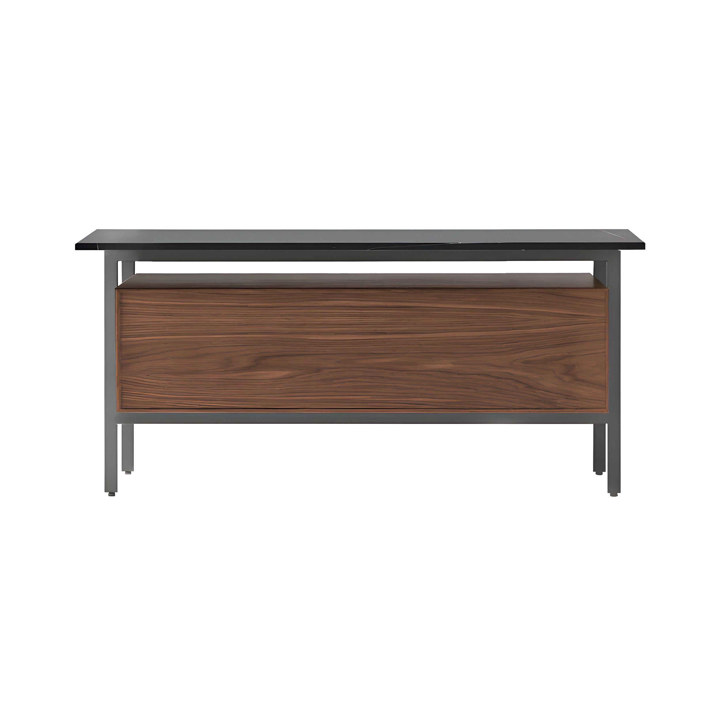 Chicago Wooden Door Sideboard: Small + Silestone Marquina + Walnut Stained Walnut + Black Nickle