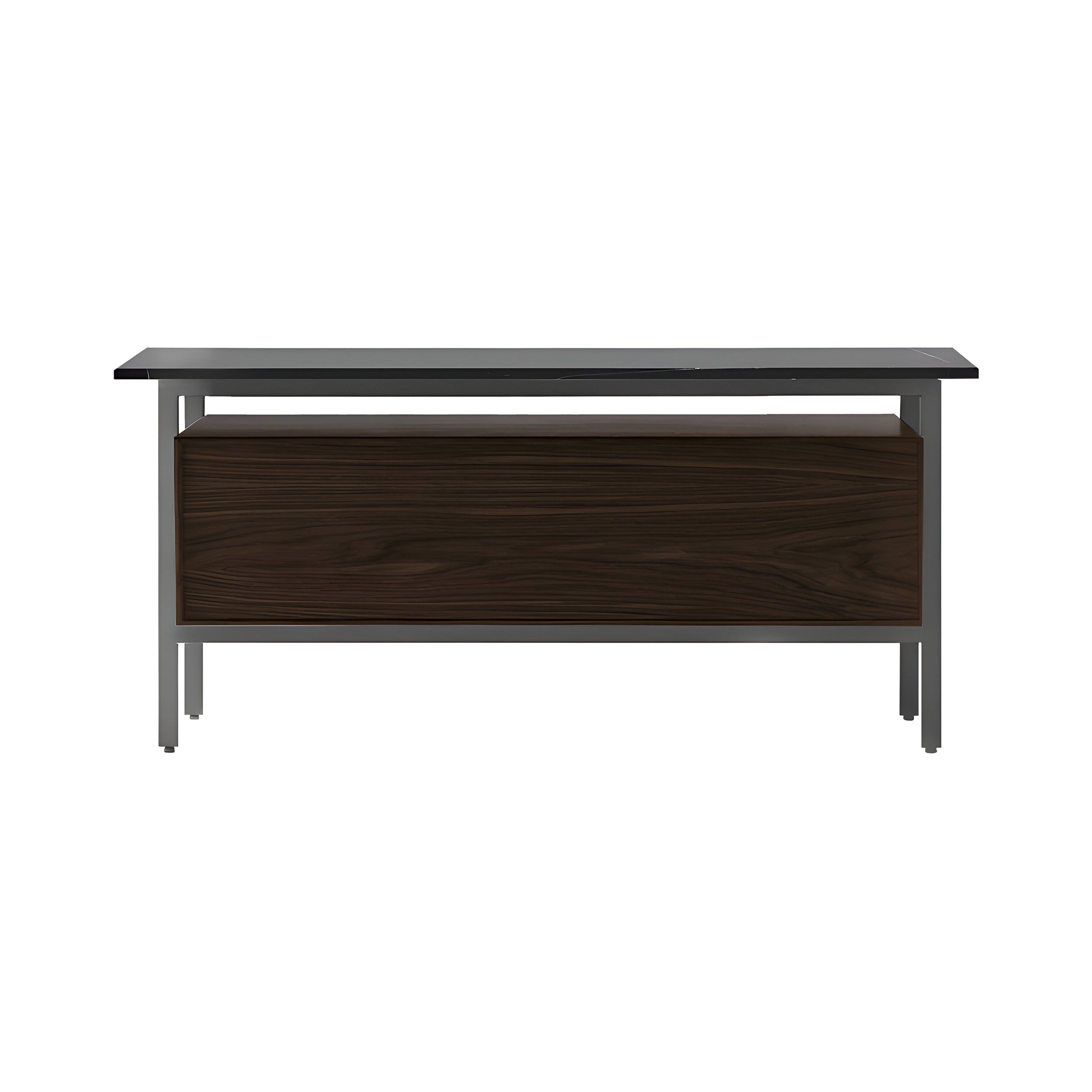 Chicago Wooden Door Sideboard: Small + Silestone Marquina + Dark Stained Walnut + Black Nickle