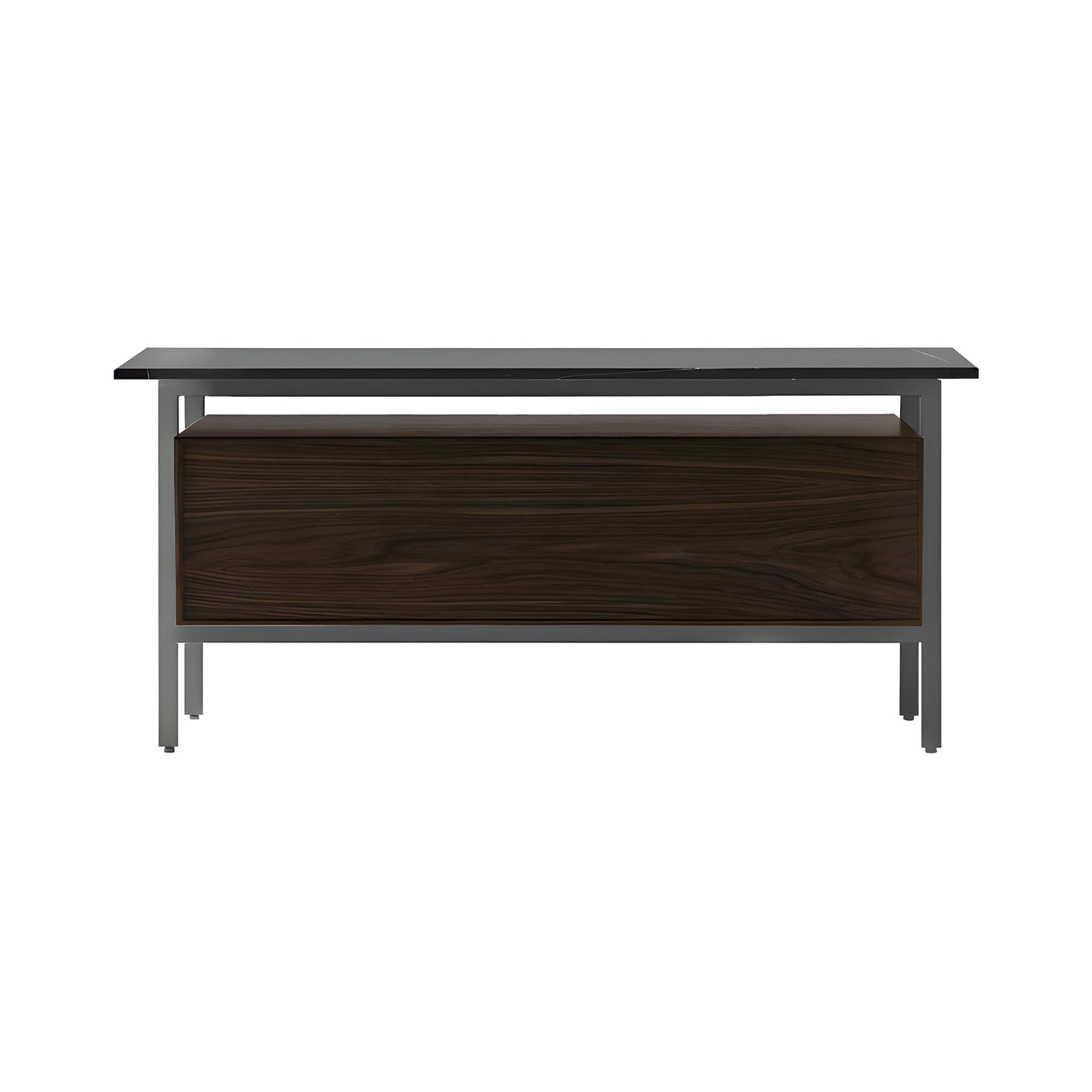 Chicago Wooden Door Sideboard: Small + Silestone Marquina + Dark Stained Walnut + Black Nickle