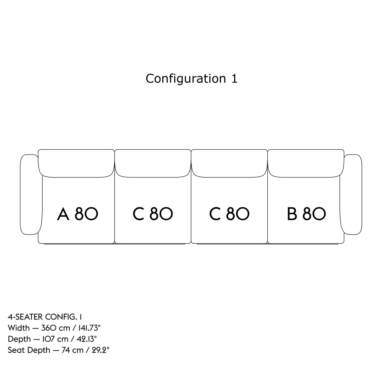 In Situ Modular Sofa: 4 Seater