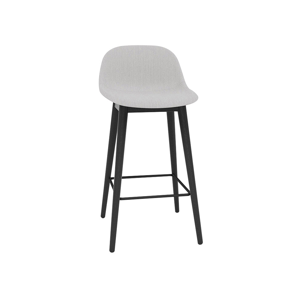 Fiber Bar + Counter Stool with Backrest: Wood Base + Upholstered + Counter + Black