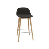 Fiber Bar + Counter Stool with Backrest: Wood Base + Upholstered + Counter + Oak