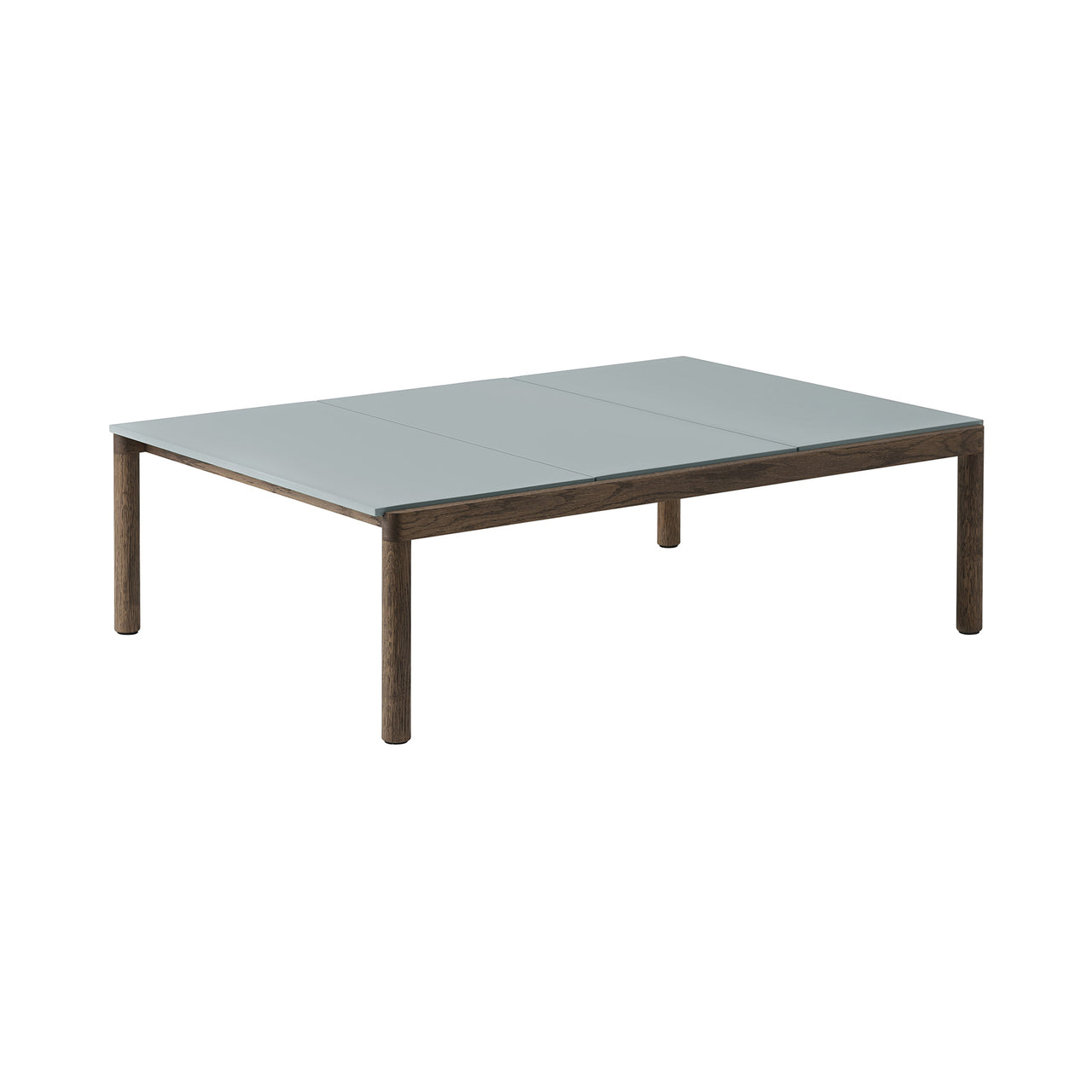 Couple Coffee Table: 3 Plain + Pale Blue + Dark Oiled Oak