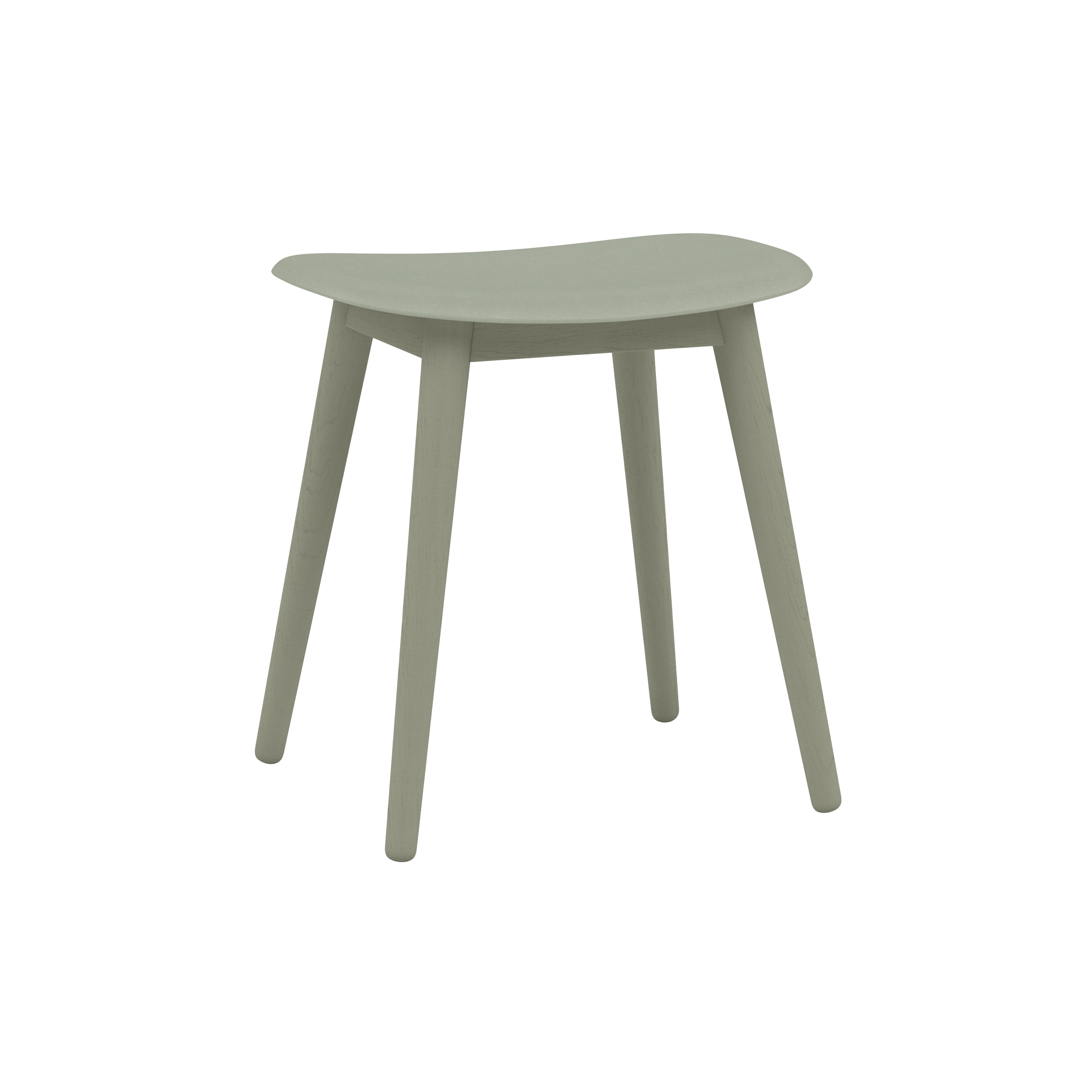 Fiber Stool: Wood Base + Dusty Green + Dusty Green