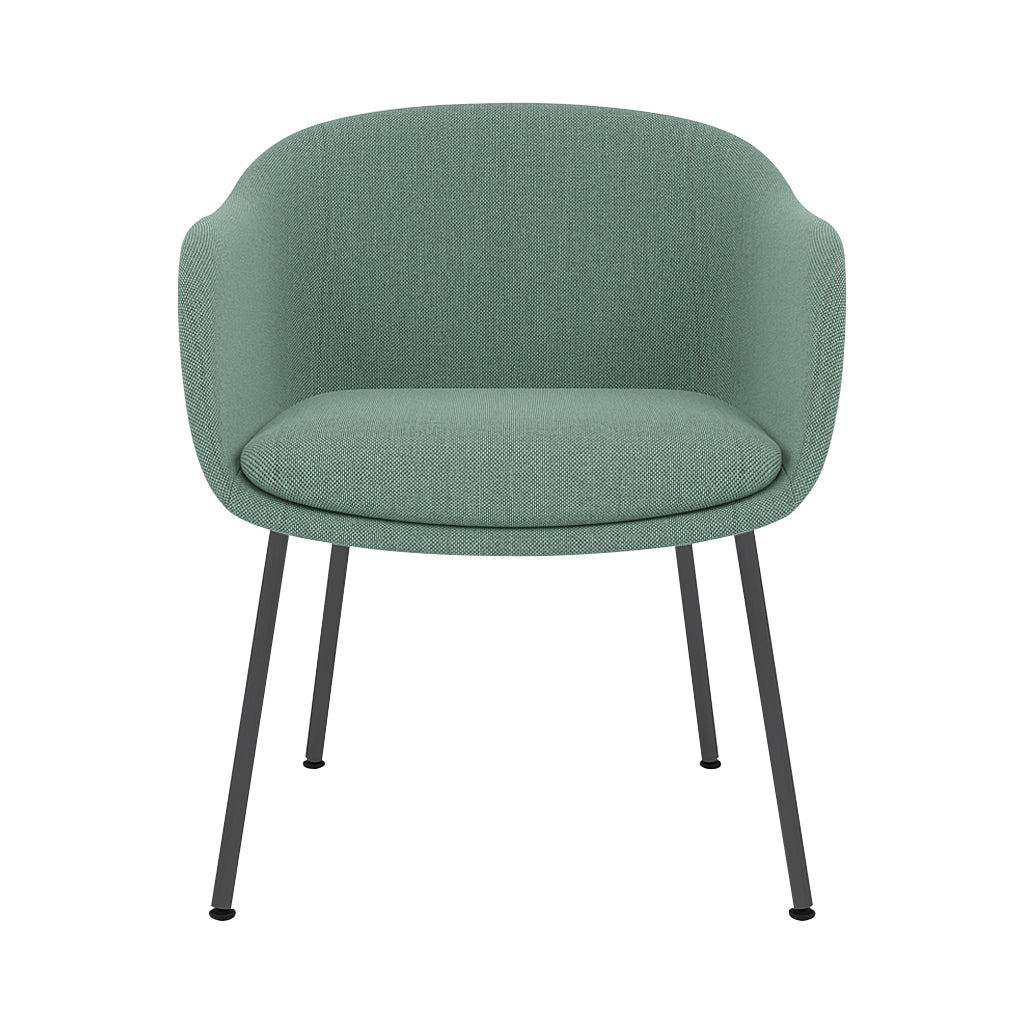 Fiber Conference Armchair: Tube Base Upholstered + Black