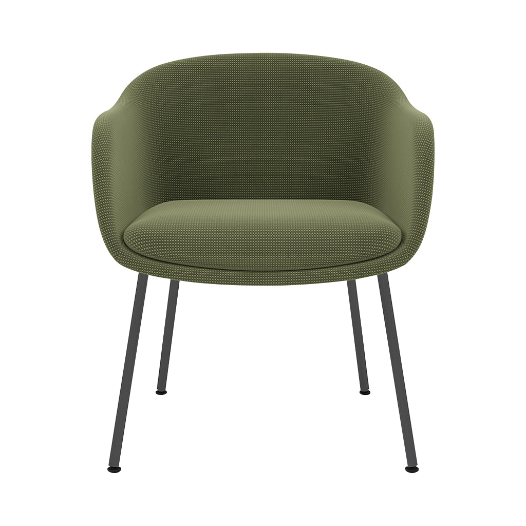 Fiber Conference Armchair: Tube Base Upholstered + Black