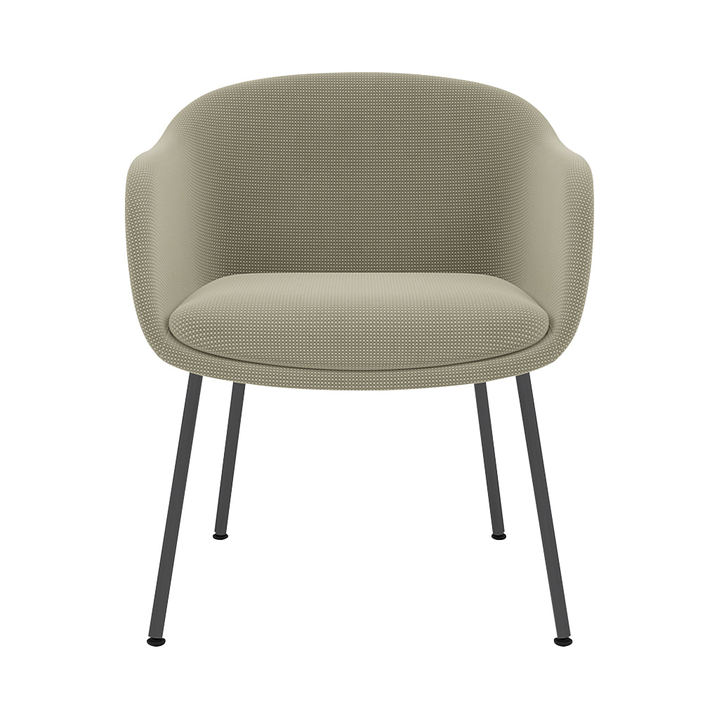 Fiber Conference Armchair: Tube Base Upholstered + Black