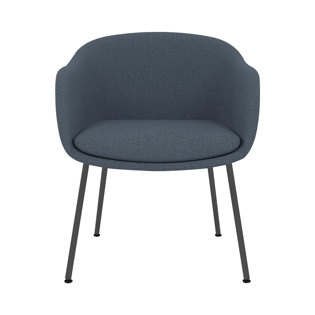 Fiber Conference Armchair: Tube Base Upholstered + Black