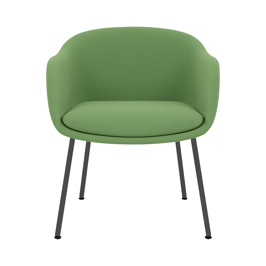 Fiber Conference Armchair: Tube Base Upholstered + Black