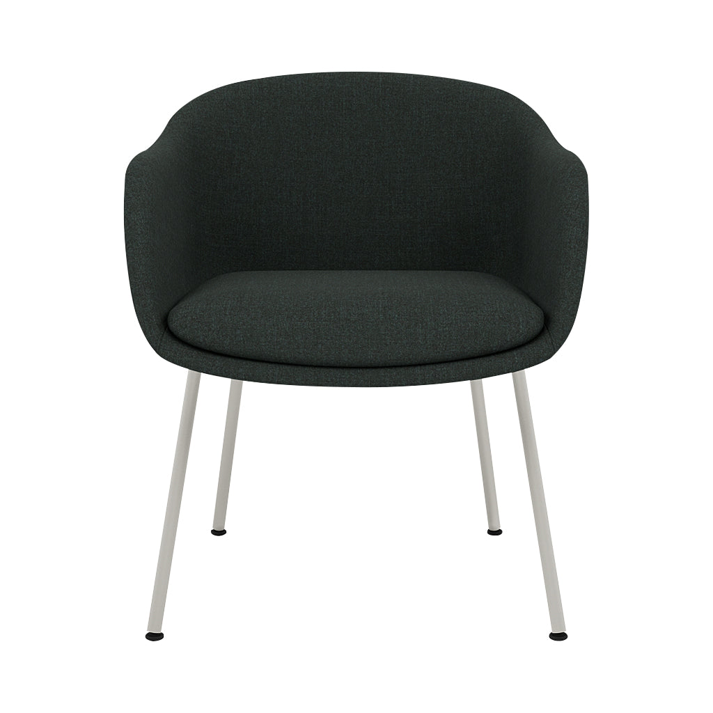 Fiber Conference Armchair: Tube Base Upholstered + Grey