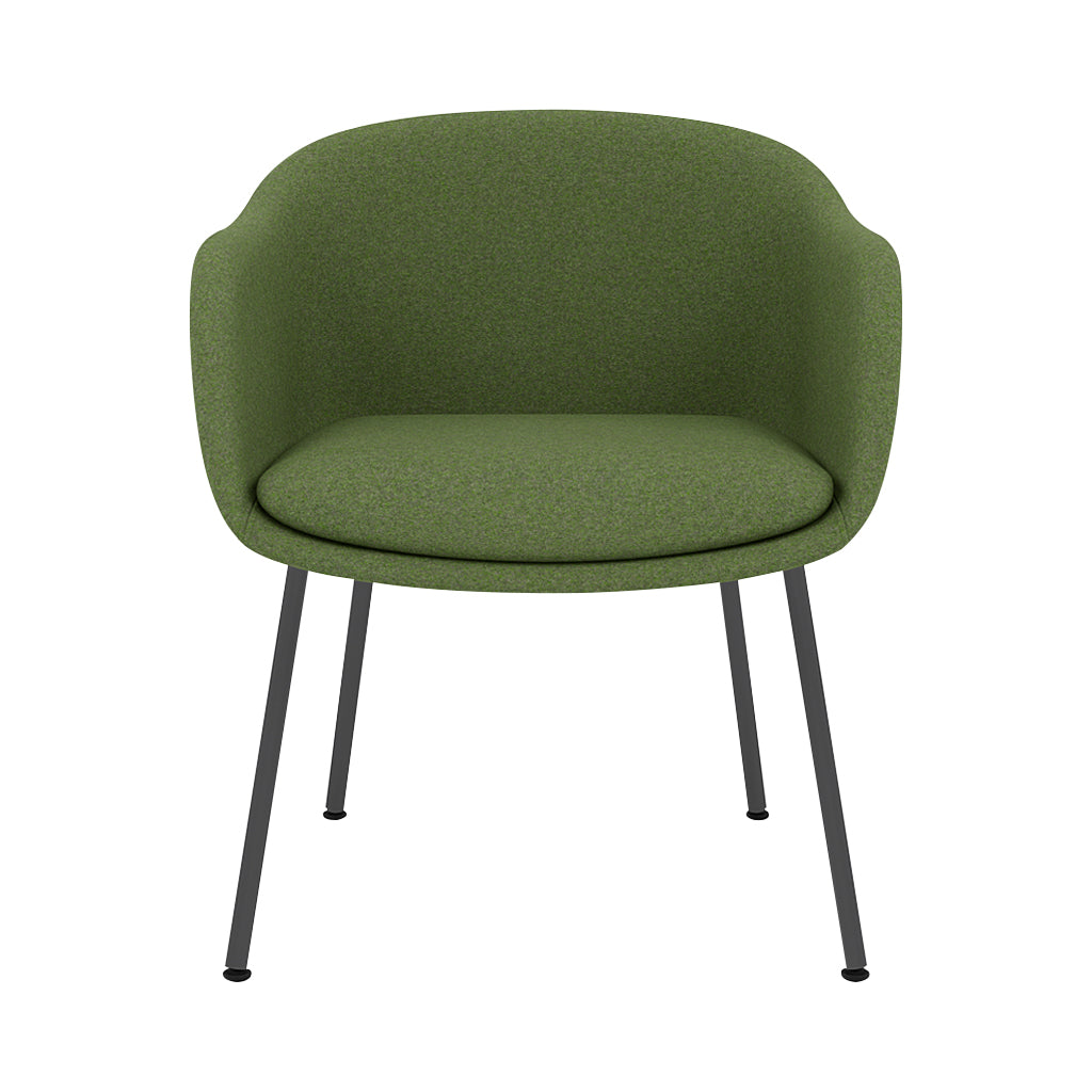 Fiber Conference Armchair: Tube Base Upholstered + Black