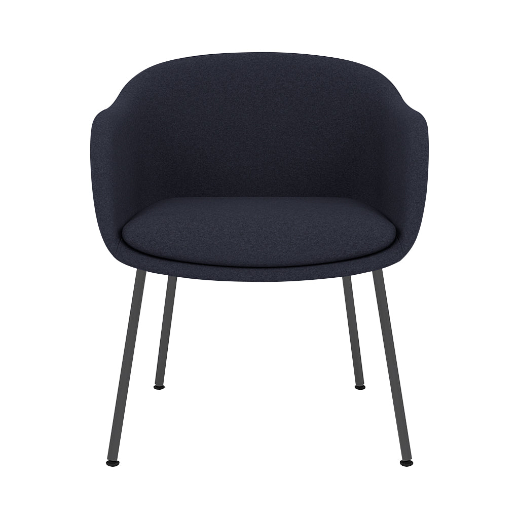 Fiber Conference Armchair: Tube Base Upholstered + Black