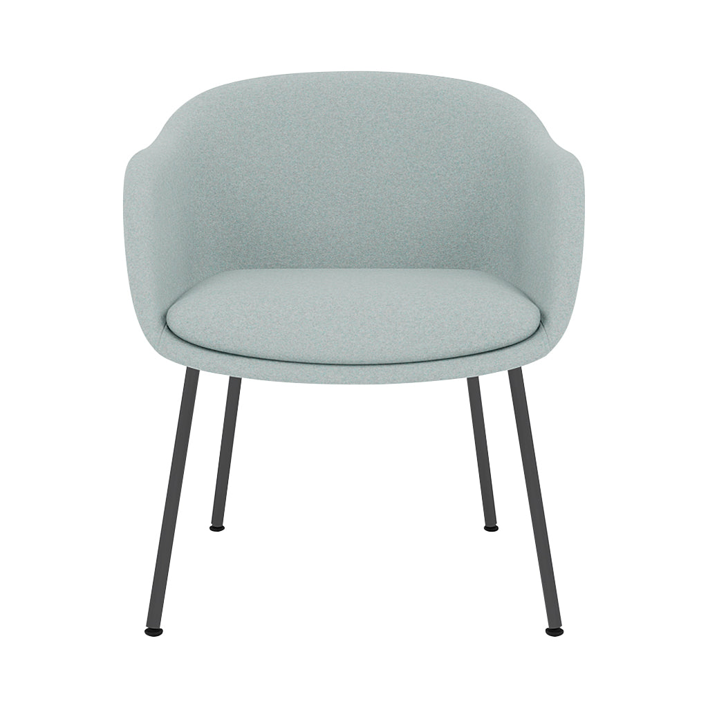 Fiber Conference Armchair: Tube Base Upholstered + Black