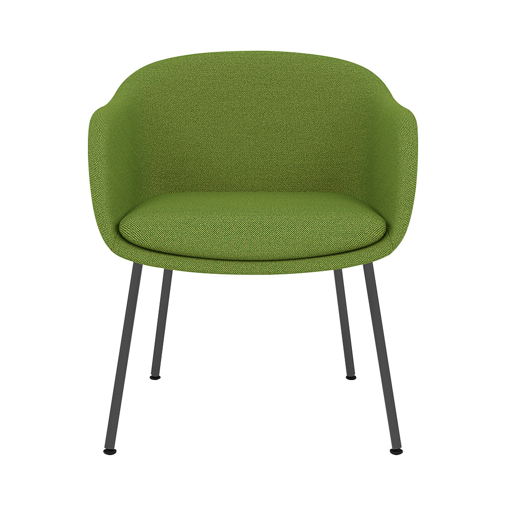 Fiber Conference Armchair: Tube Base Upholstered + Black