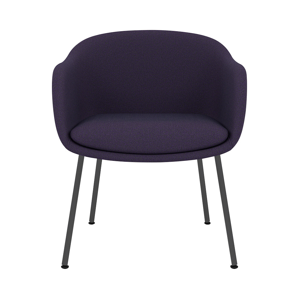 Fiber Conference Armchair: Tube Base Upholstered + Black