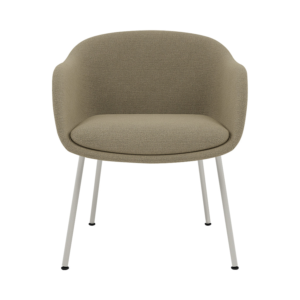 Fiber Conference Armchair: Tube Base Upholstered + Grey