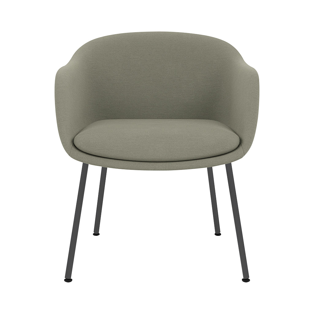 Fiber Conference Armchair: Tube Base Upholstered + Black