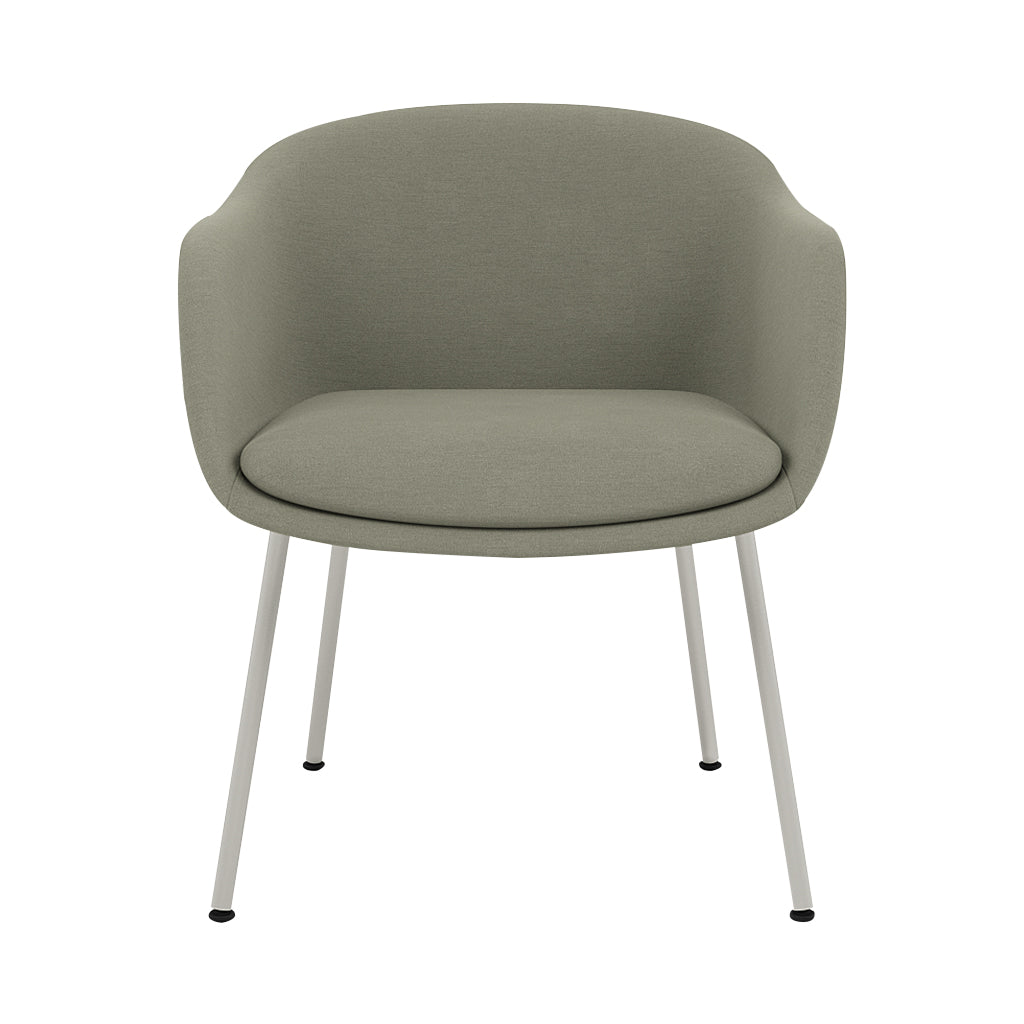 Fiber Conference Armchair: Tube Base Upholstered + Grey