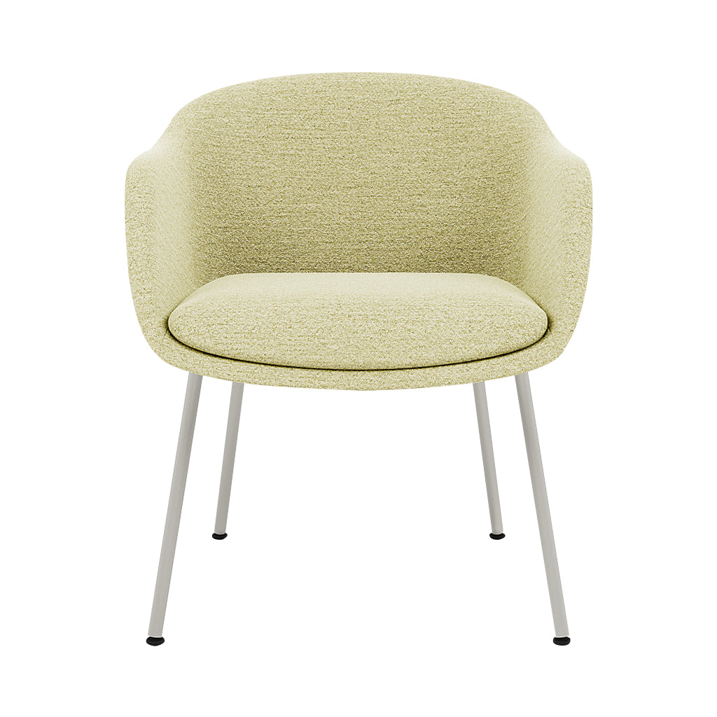 Fiber Conference Armchair: Tube Base Upholstered + Grey