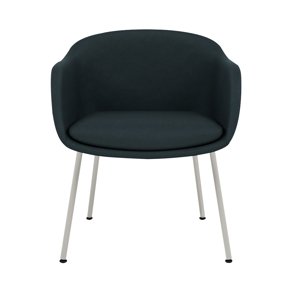 Fiber Conference Armchair: Tube Base Upholstered + Grey