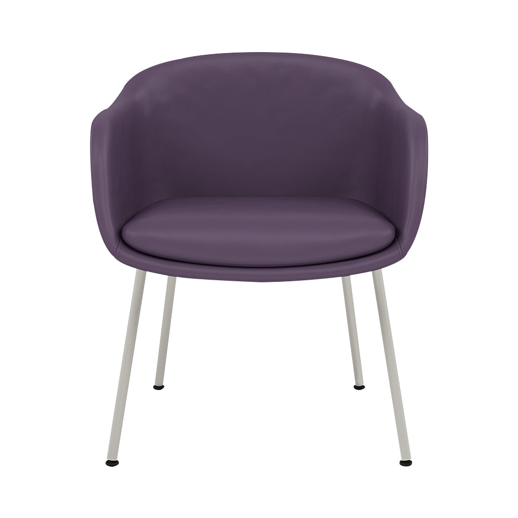 Fiber Conference Armchair: Tube Base Upholstered + Grey