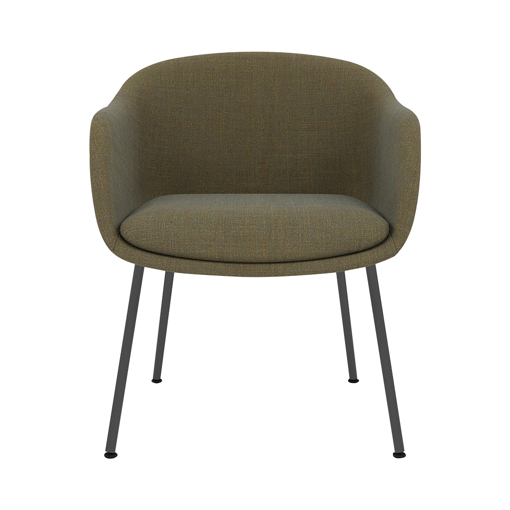 Fiber Conference Armchair: Tube Base Upholstered + Black