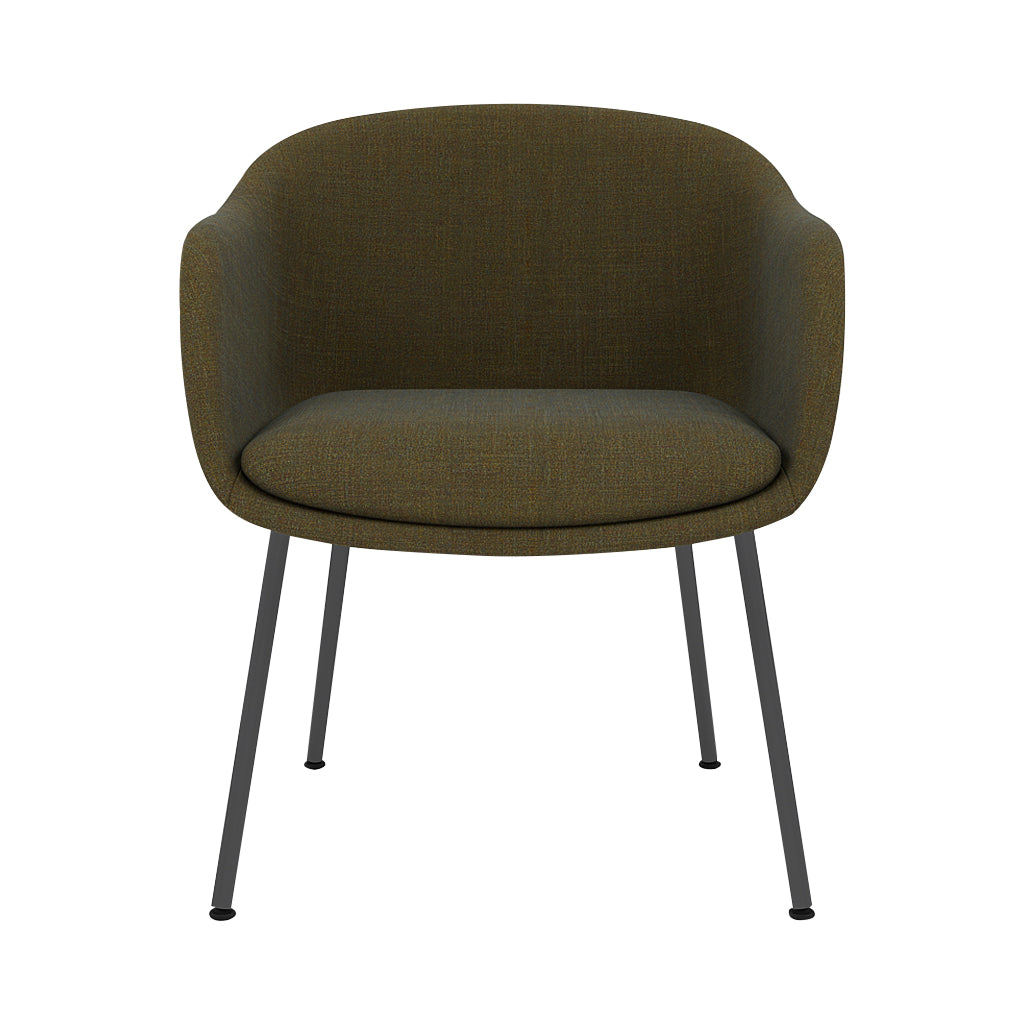 Fiber Conference Armchair: Tube Base Upholstered + Black